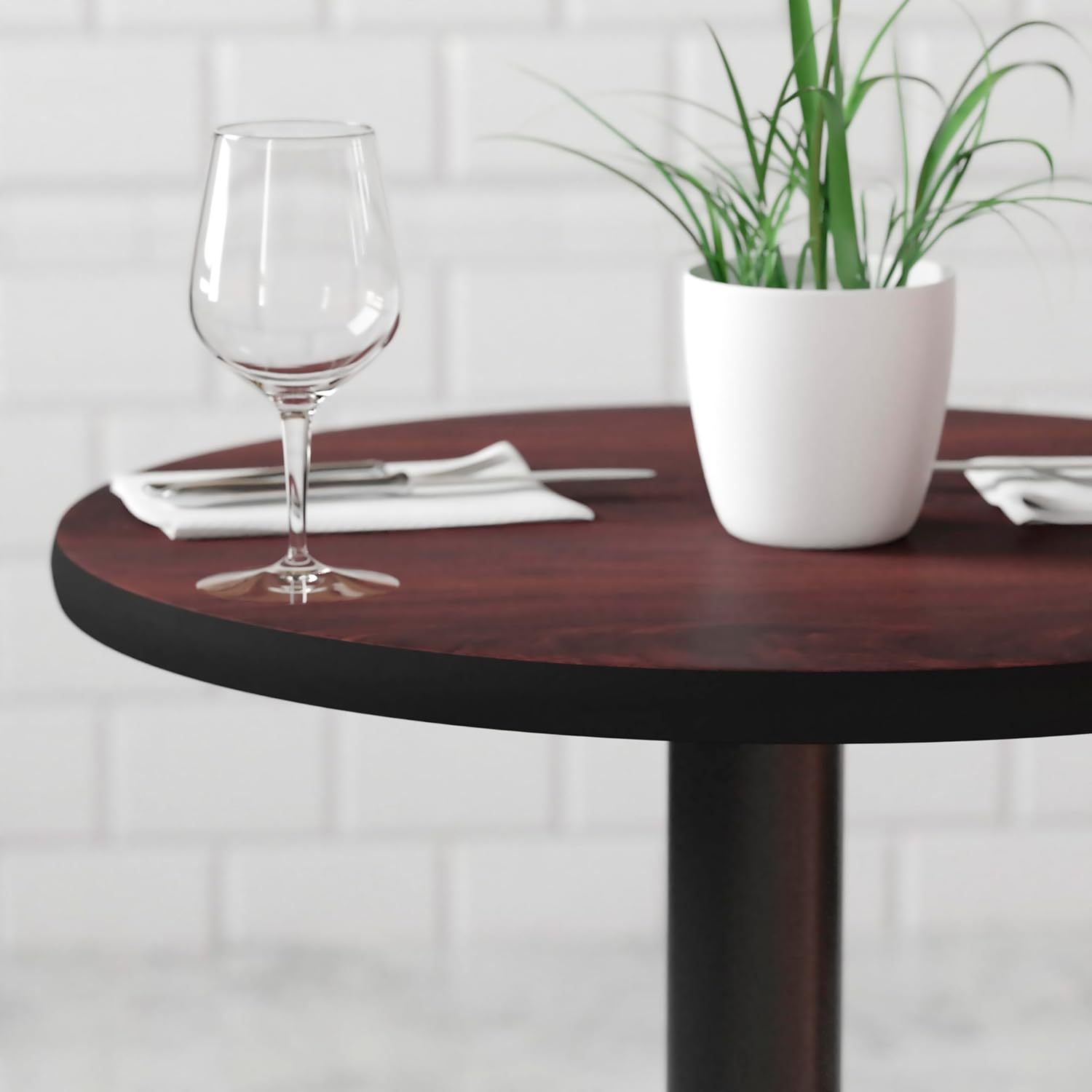 Flash Furniture 24" Round Reversible Table Top, Black/Mahogany | Reversible Laminate Top, Durable Construction, Commercial Use