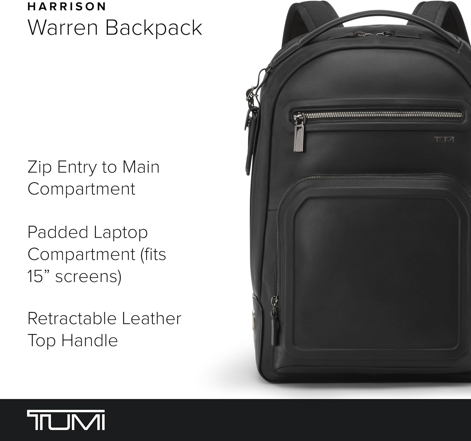TUMI Harrison Warren Backpack, 15-Inch Laptop Backpack, Black Bombe