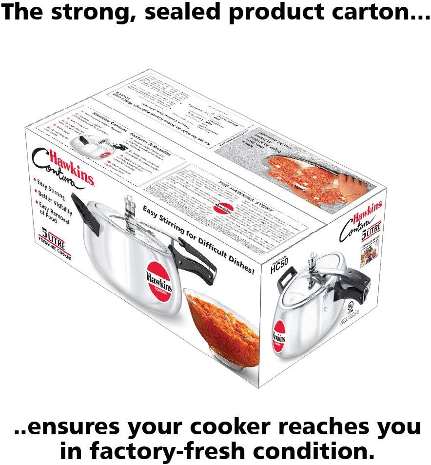 Hawkins 3.5 Litre Contura Pressure Cooker, Handi Inner Lid Cooker, Silver (HC35)