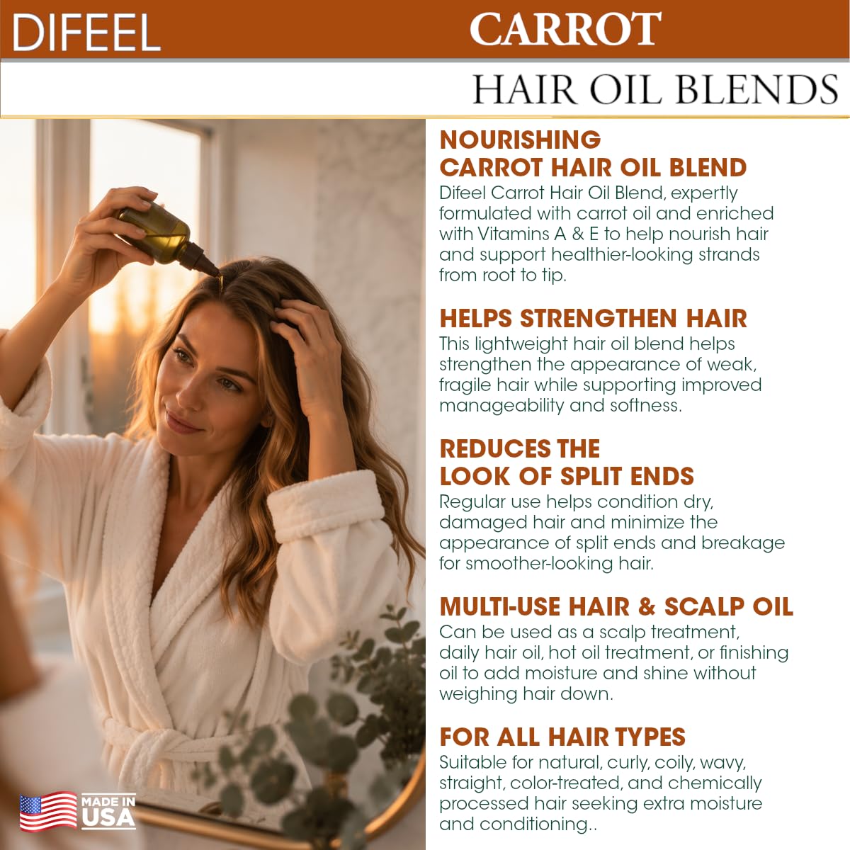 Difeel Soy Hair Oil Blend - Travel Size 2.5 Ounce