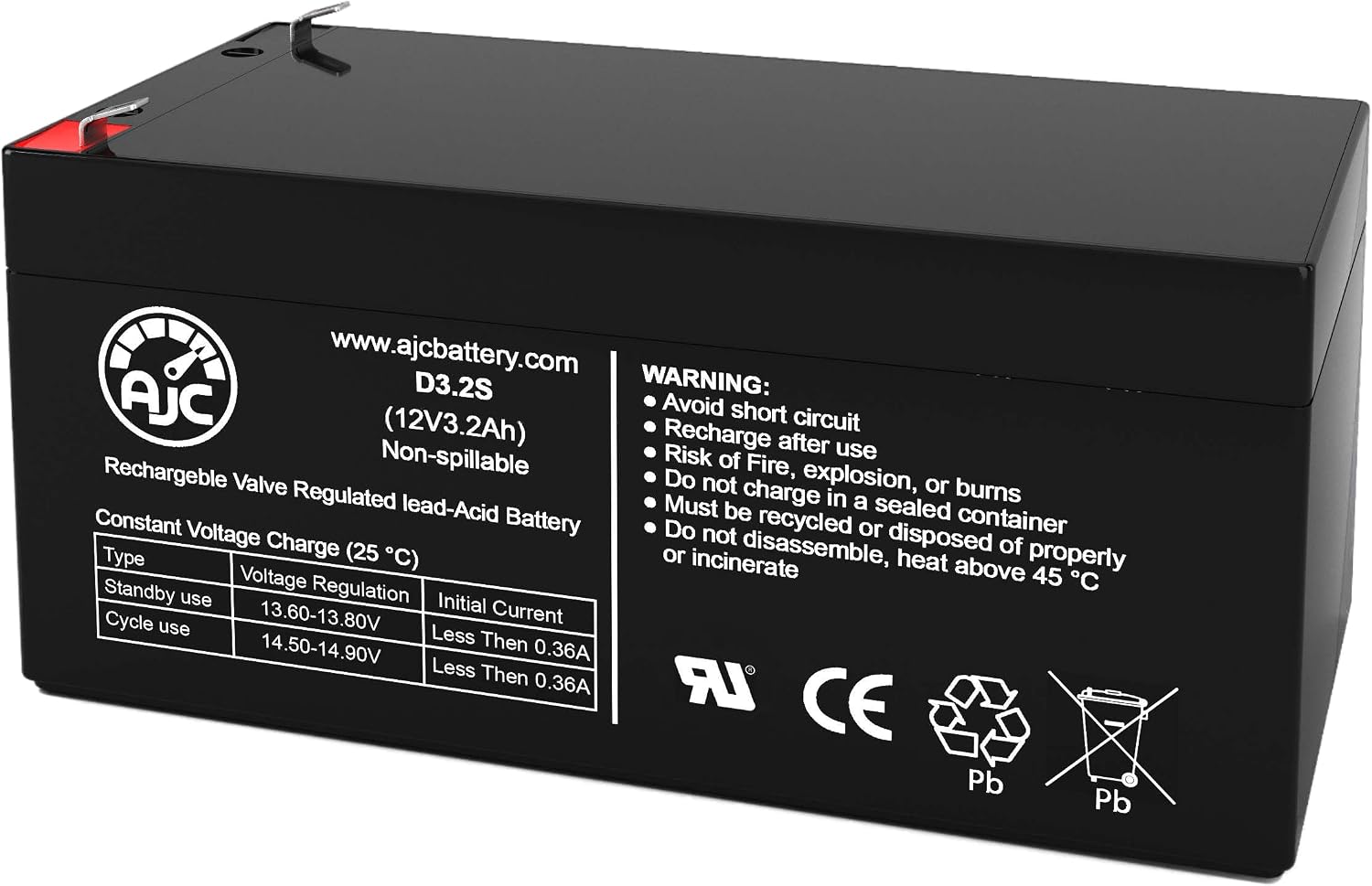 AJC Battery Compatible with Black & Decker CST1200 12V 3.2Ah Lawn and Garden Battery