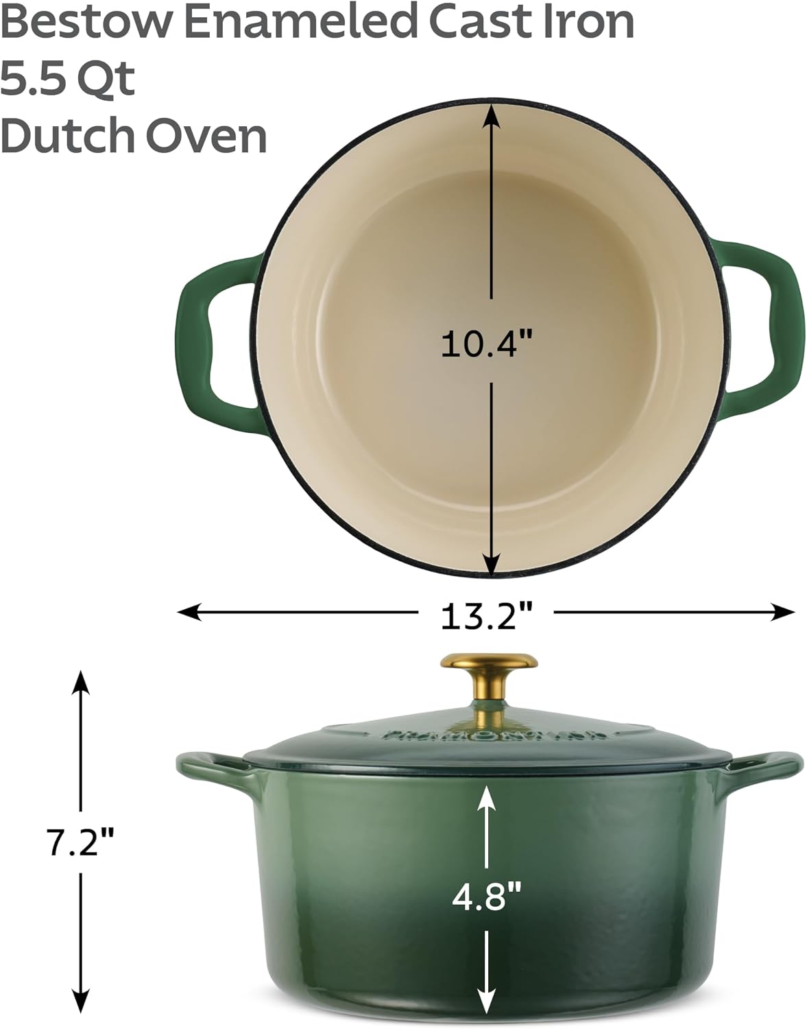 Tramontina Bestow Enameled Cast Iron 4-Qt Braiser Pan with Lid, Blue | Oven-to-Table Casserole Dish, Great for Shallow Braises & Simmers