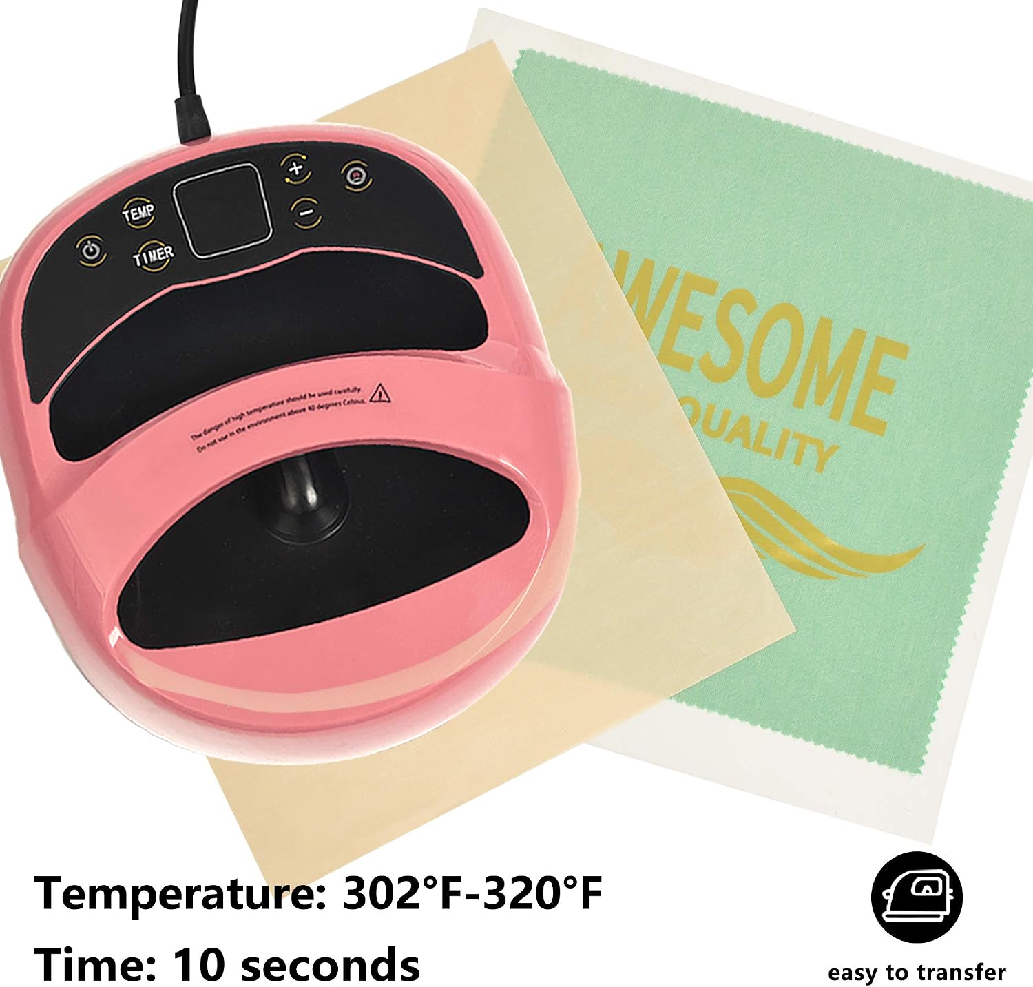 RENLITONG Heat Transfer Vinyl,12 Inch by 10ft White Iron on Vinyl