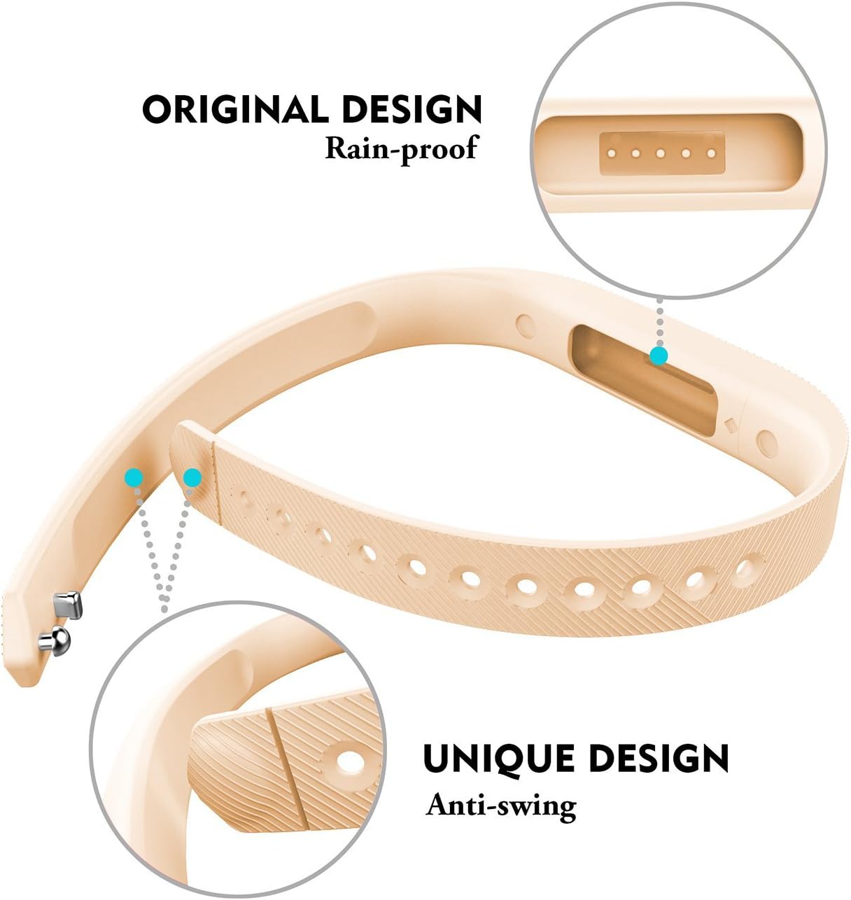 LEEFOX Compatible with Flex 2 band, Adjustable Replacement for Flex 2 Accessory Silicon Wristband w/Fastener Clasp Fitness Strap for Original Flex 2