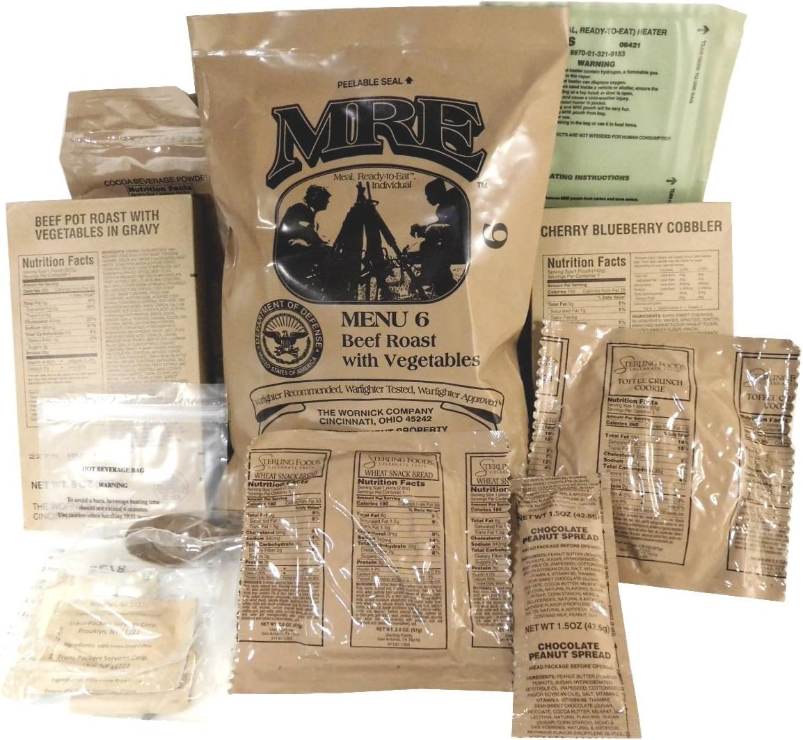 MREs (Meals Ready-to-Eat) Genuine U.S. Military Surplus (1 Pack) Assorted Flavor | Ready-to-Eat Shelf-Stable Meal | Genuine Military Surplus | Long