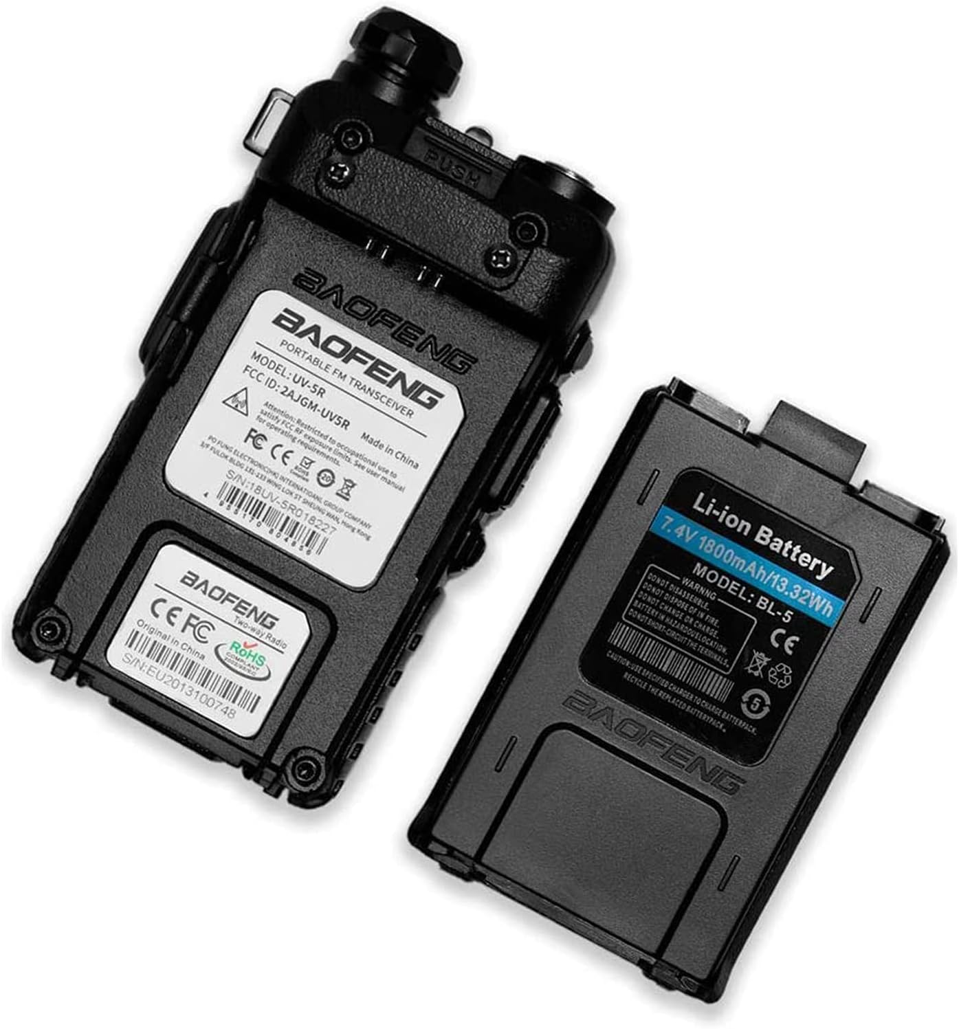 Baofeng UV-5R Ham Radio Handheld, Dual Band Two Way Radio (Black) | 144-148MHz 420-450Mhz Walkie Talkie, 1800mAh Li-ion Battery