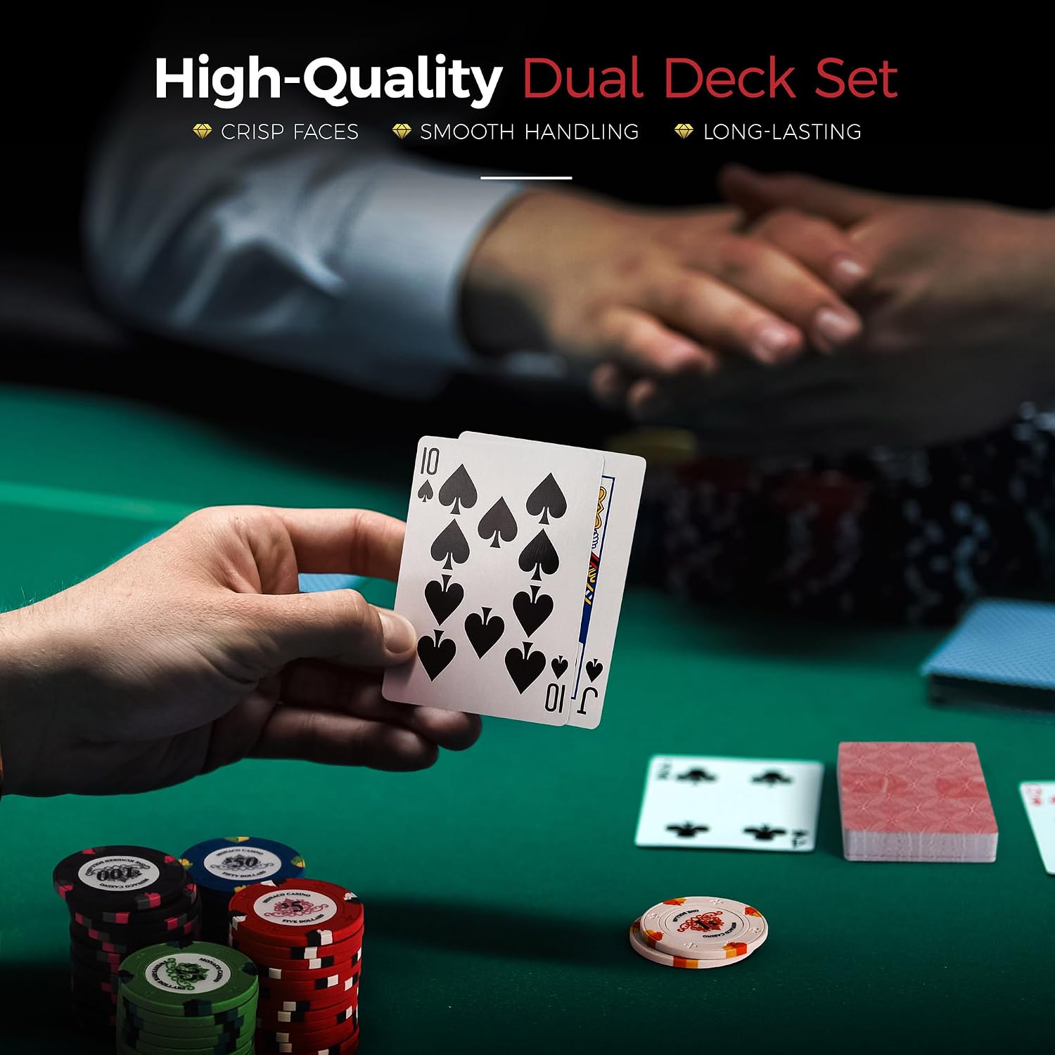Poker Chips Set - 500pc Monaco Casino 13.5g Clay Poker Chips Set by Versa Games - Strong Aluminum Case, 2x Decks of Cards, 5x Dice