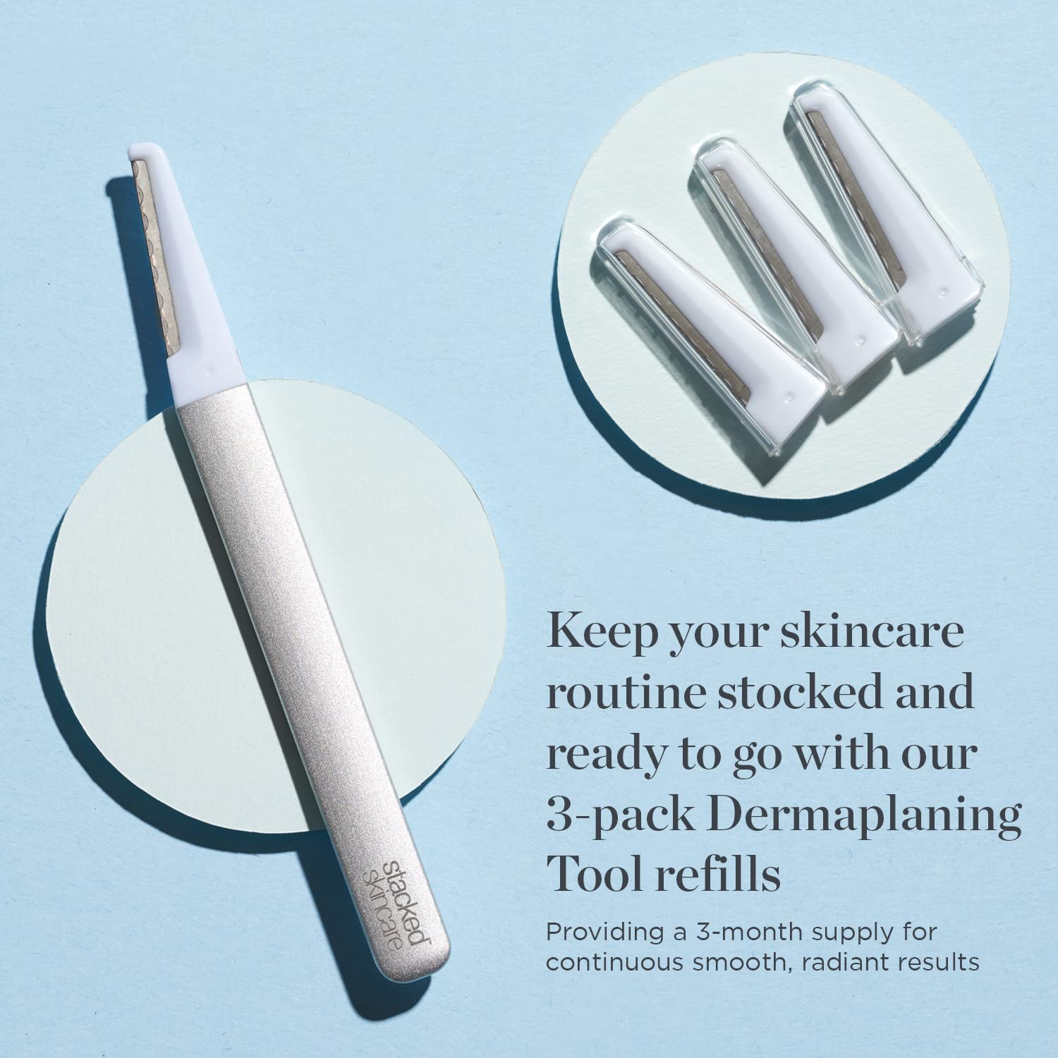 Professional-Grade Dermaplaning Tool – Precision Exfoliation, Removes Peach Fuzz & Dead Skin, Aluminum Handle, Refillable Blades