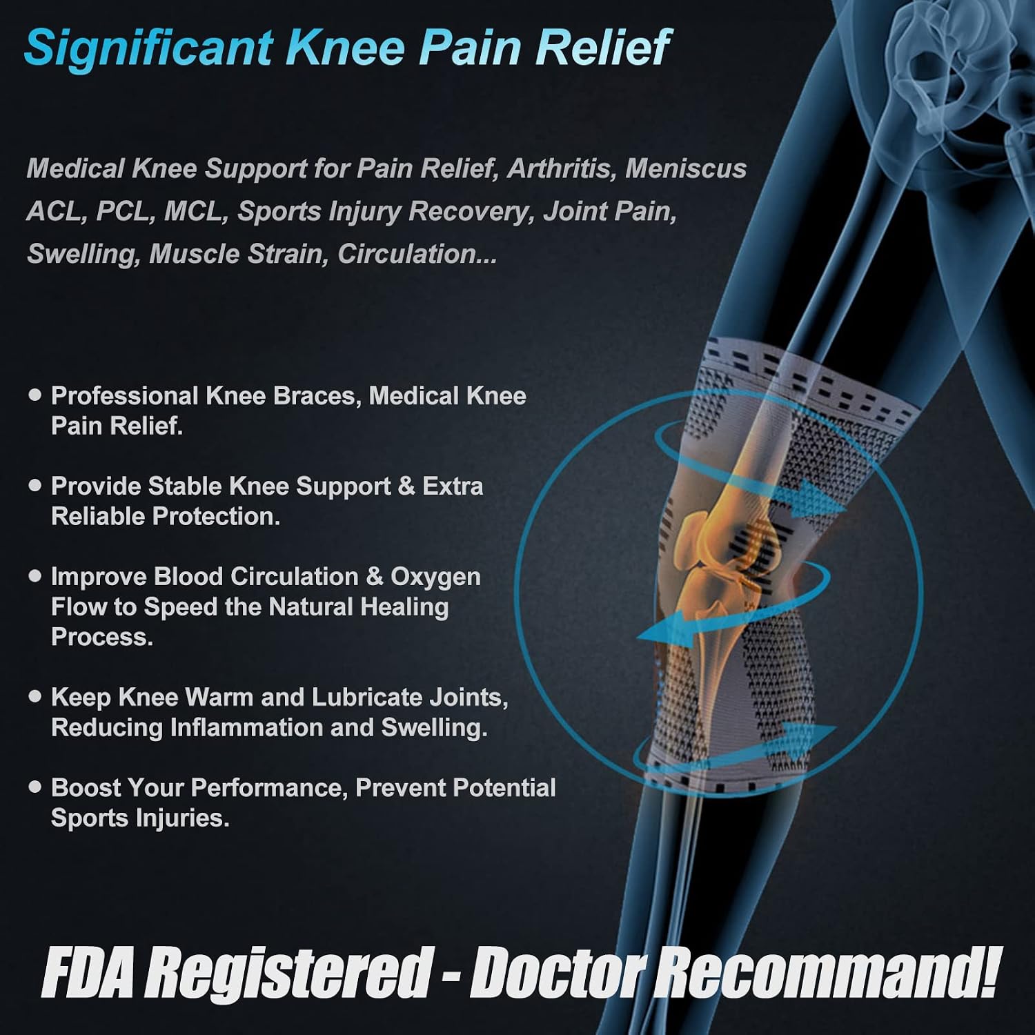 NEENCA Knee Braces for Knee Pain Relief, Compression Knee Sleeves with Patella Gel Pad & Side Stabilizers, Knee Support for Weightlifting, Running