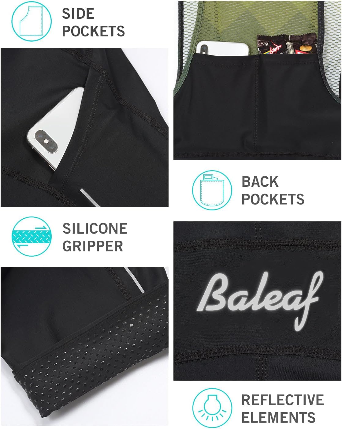 baleaf Mens 4D Padded Cycling Bib Shorts Bicycle Biking Bibs