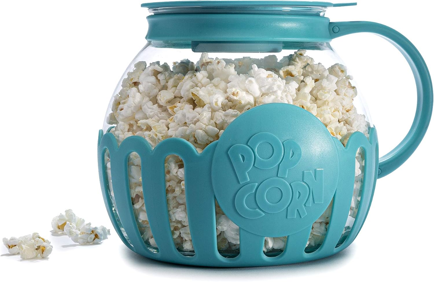 Ecolution Patented Micro-Pop Microwave Popcorn Popper with Temperature Safe Glass, 3-in-1 Lid Measures Kernels and Melts Butter, Made Without BPA, Dishwasher Safe, 3-Quart, Red
