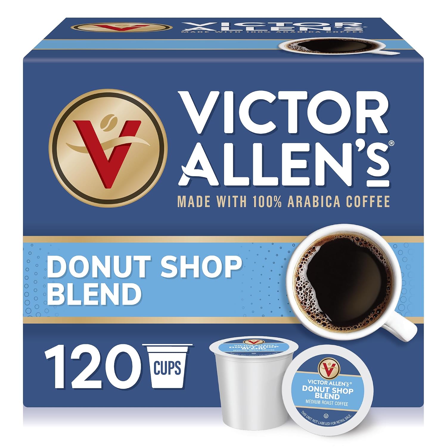 Victor Allen's Coffee Donut Shop Blend, Medium Roast, 80 Count, Single Serve Coffee Pods for Keurig K-Cup Brewers | 100% Arabica beans, Compatible with all K-Cup brewers, Kosher-OU (Pareve), 90-150mg caffeine per serving