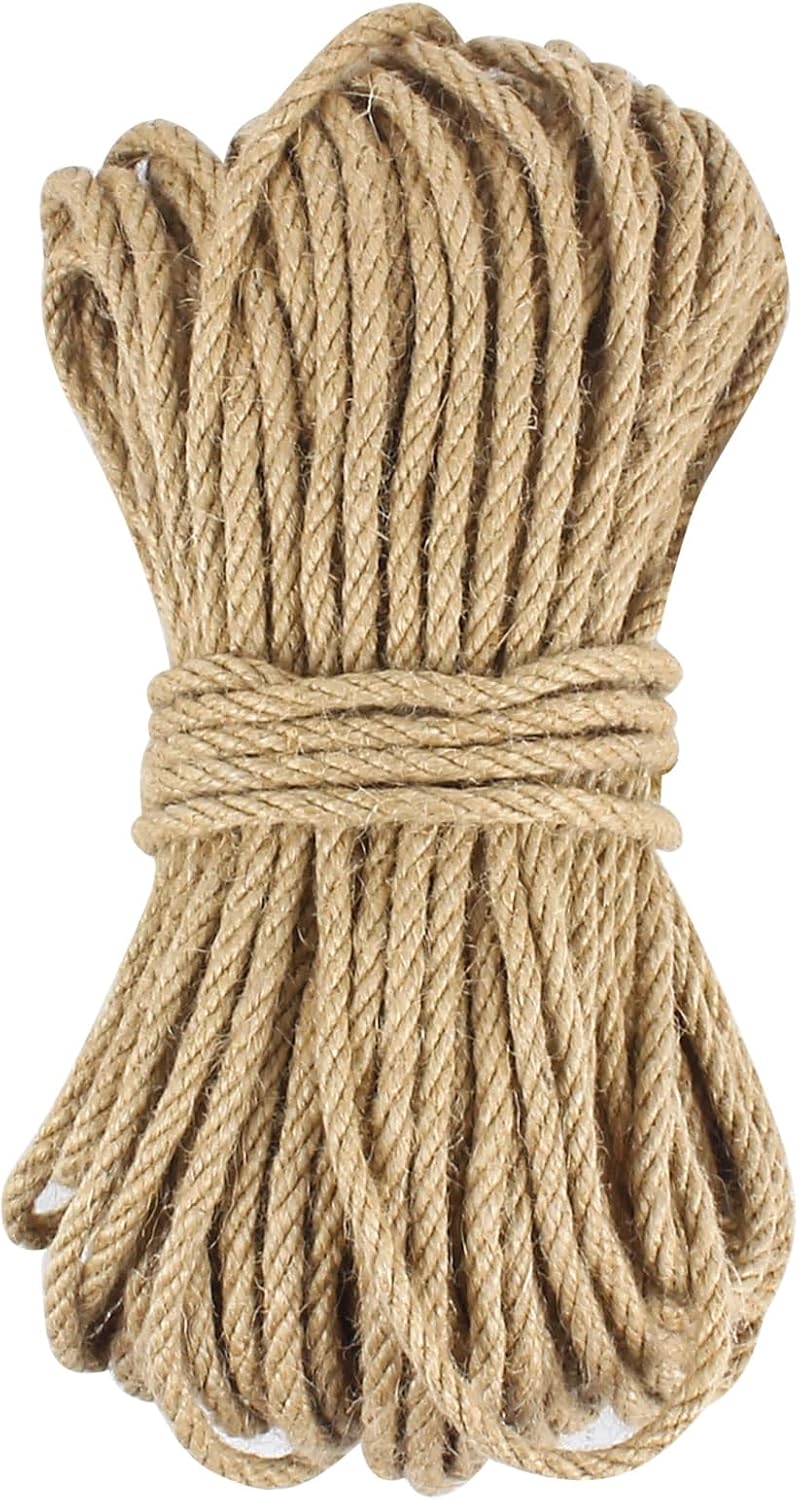Jute Rope 1 in x 100 ft Thick Twisted Manila Ropes Natural Hemp Rope for Swing Bed, Railing, Crafts, Docks, Tug of War, Decorating, Nautical, Landscaping, Hammock