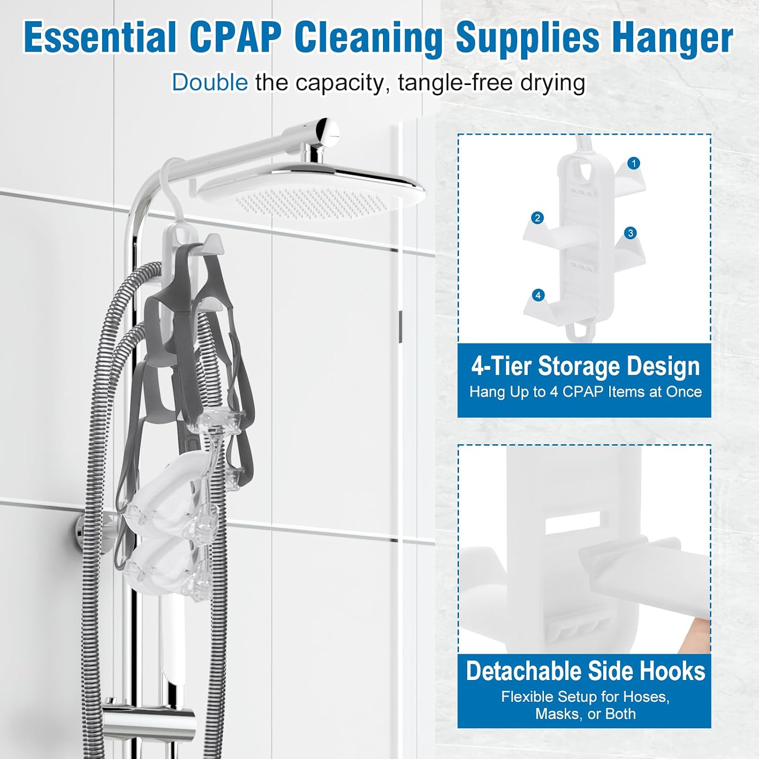 9 Pack CPAP Cleaning Kit for Hose & Mask, with Speed Control Hose Dryer, Collapsible Wash Basin & Hose Hanger, 7ft Cleaning Brush, CPAP Cleaning Supplies with Storage Bag, for 22mm & 15mm Tube