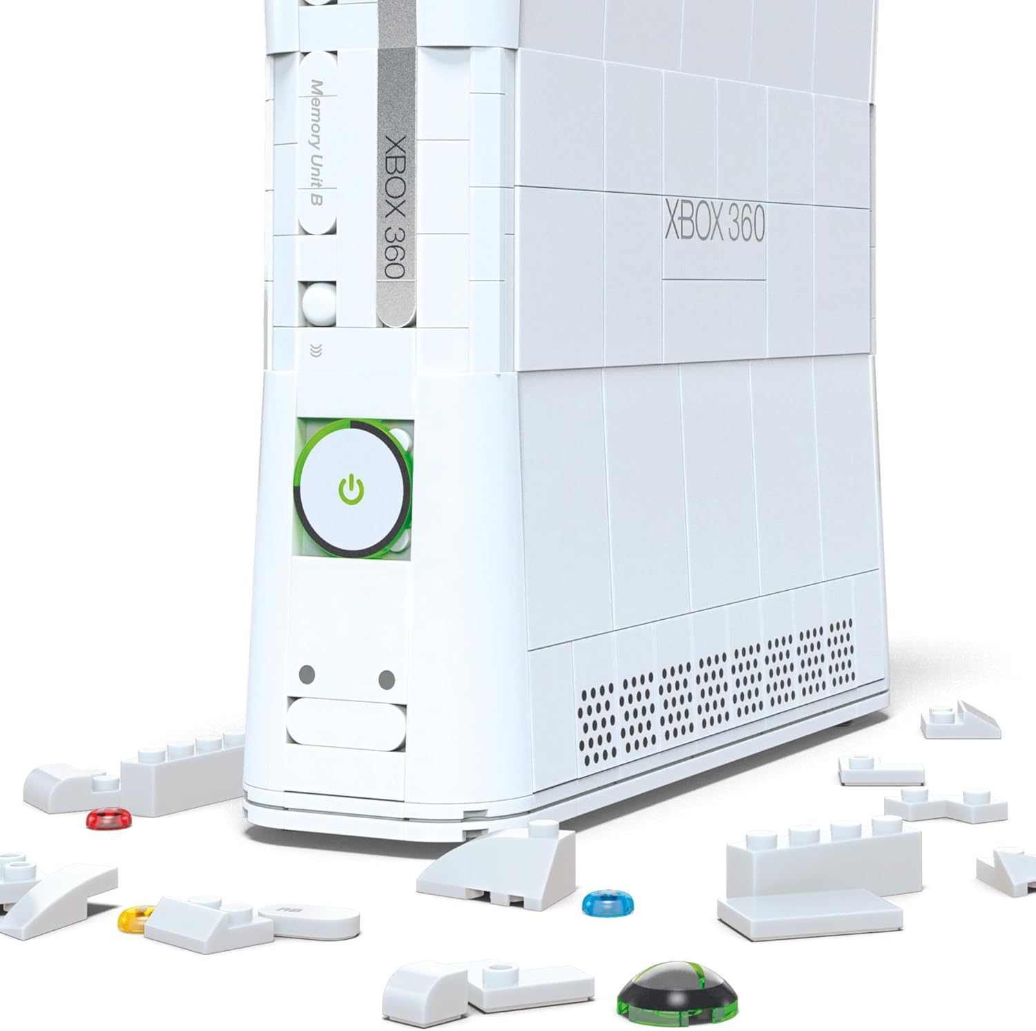 MEGA Microsoft Collectible Building Set, Xbox 360 Replica Model with 1342 Pieces, Controller and LED Lights, Build & Display Toy for Adult Collectors