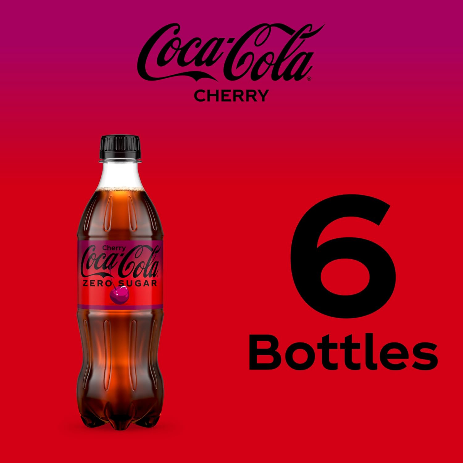 Coca-Cola Zero Sugar Cherry Soda Soft Drink Bottles, 16.9 fl oz, 6 Pack