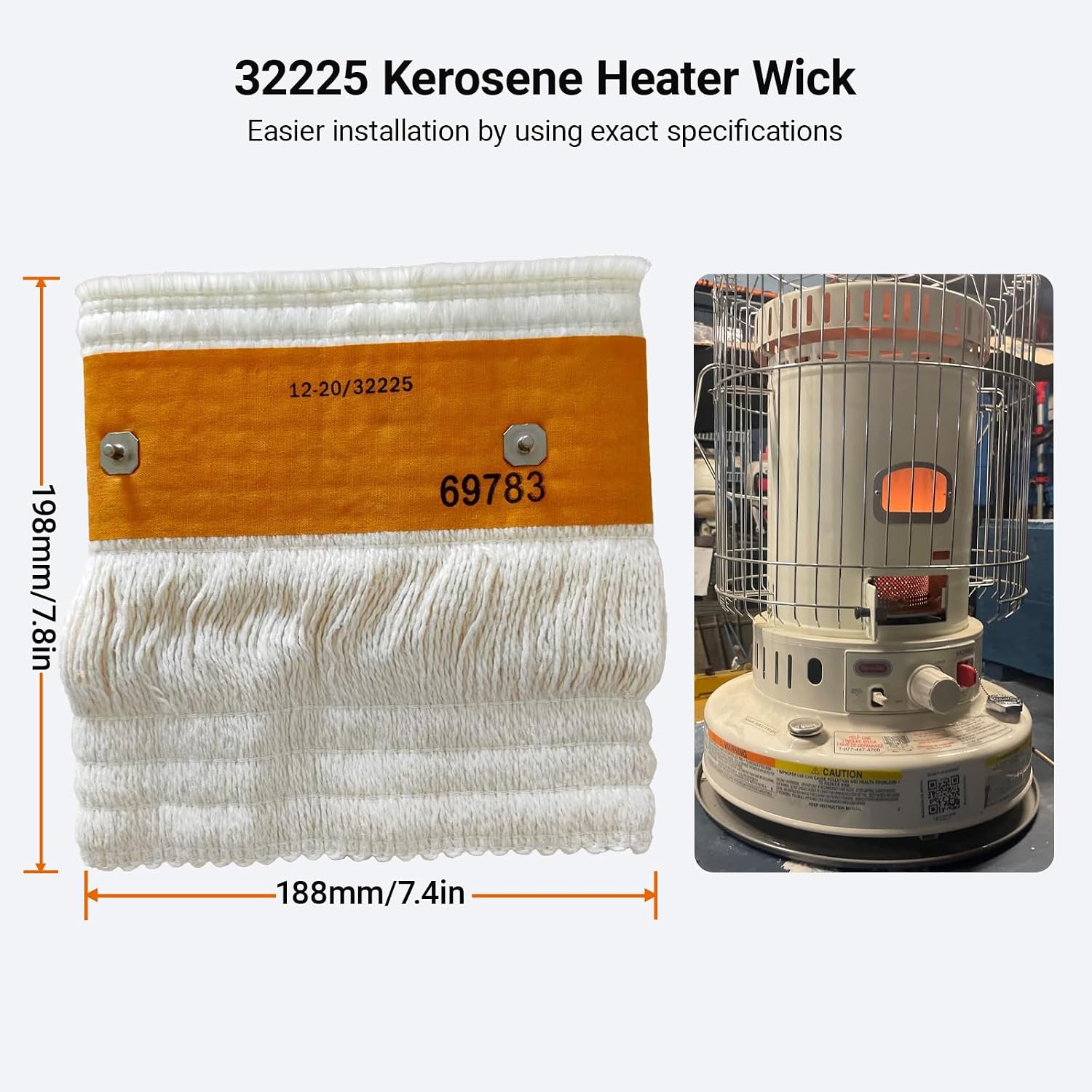 32225 Kerosene Heater Wick Replacement – Compatible with Kero World KW-24C, DuraHeat DH-2300, Dyna-Glo RMC-95C/CV-2300, Envirotemp CV-2300