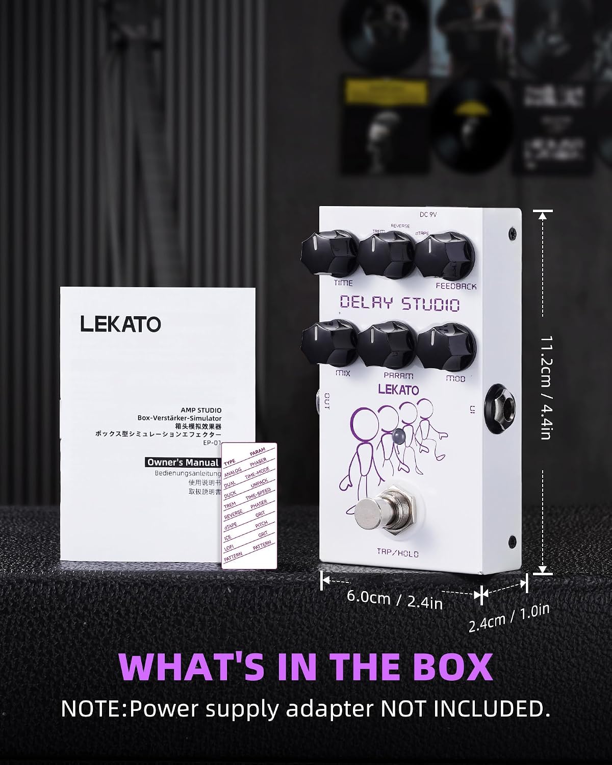 LEKATO Looper Guitar Pedal Guitar Loop Pedal Tuner Pedal 9 Loops 40 Minutes Record Time Unlimited Overdubs for Electric Guitar Bass (Black)