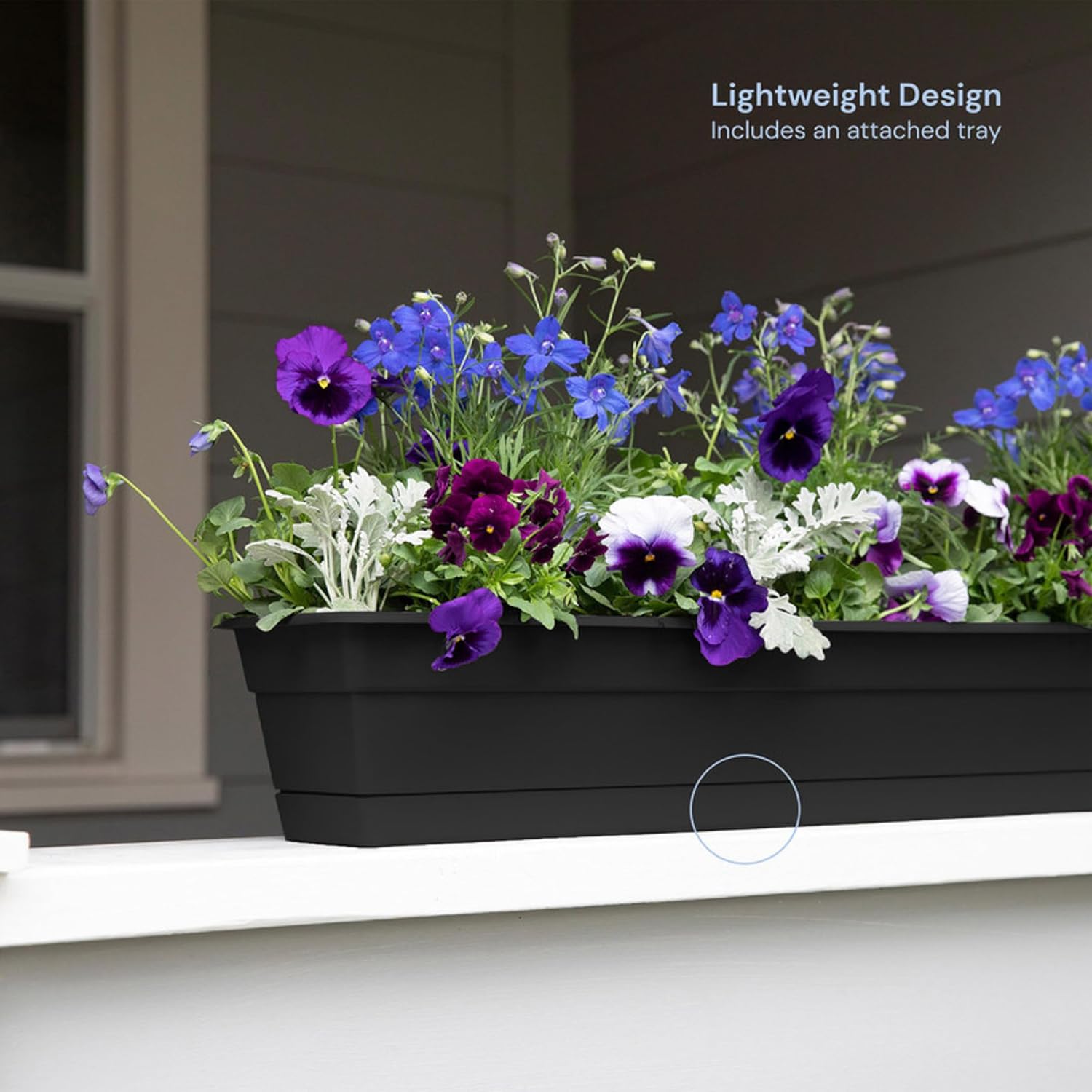 Bloem Dura Cotta Window Box Planter: 24" - Terra Cotta - with Tray, Weatherproof Resin Box, Removable Tray for Indoor & Outdoor Use, Gardening, 3 Gallon Capacity