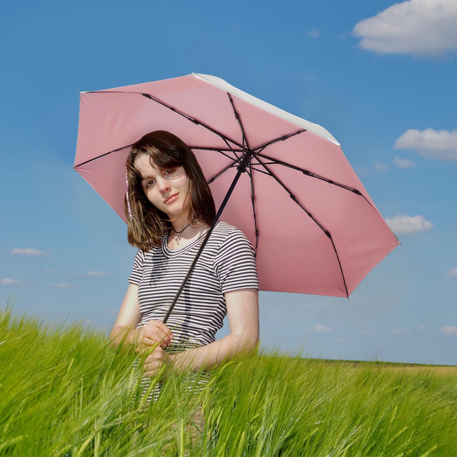 G4Free UPF 50+ UV Protection Travel Umbrella 42/46 Inch Auto Open Close