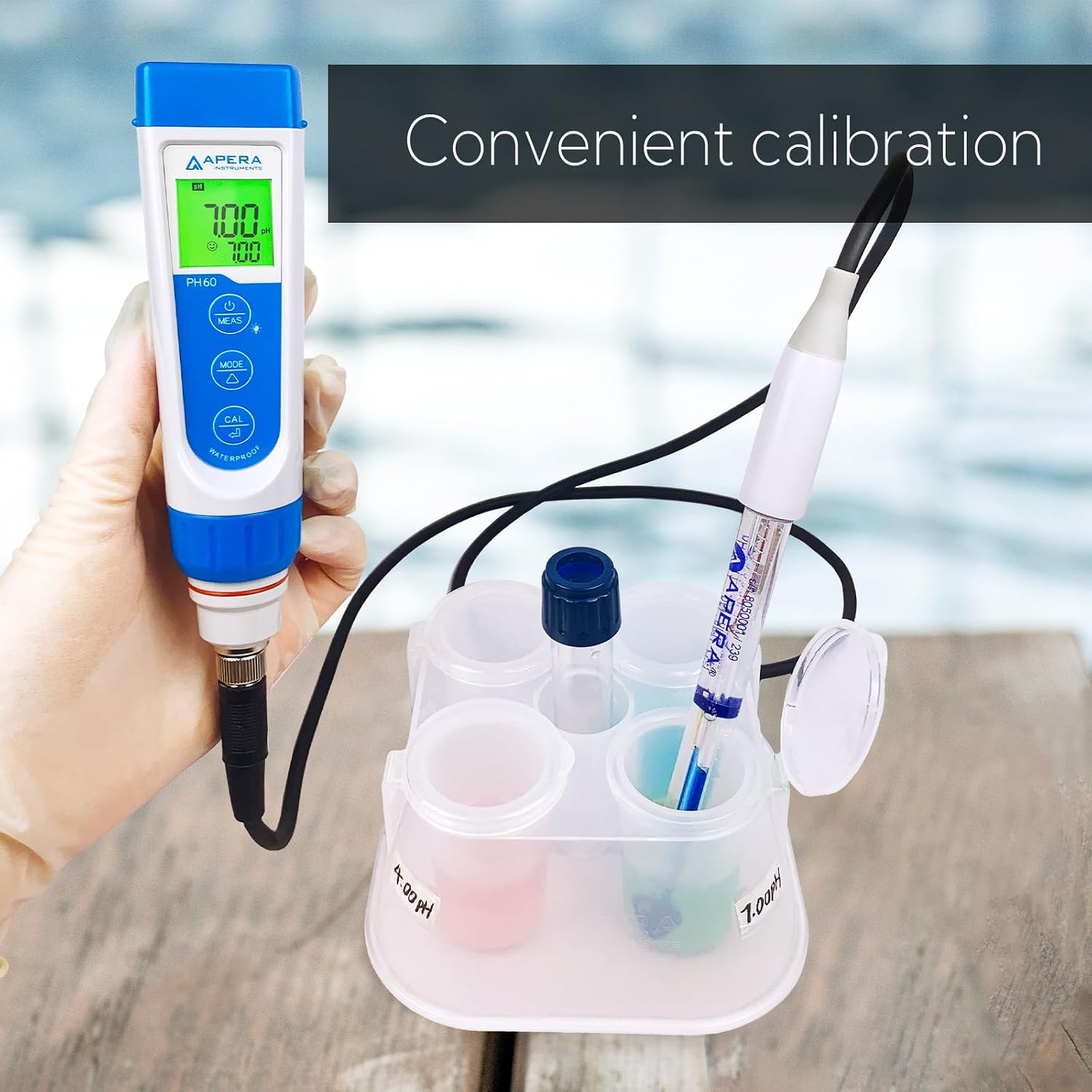 Apera Instruments AI311 Premium Series PH60 Waterproof pH Pocket Tester Kit, Replaceable Probe, ±0.01 pH Accuracy, Lcd display