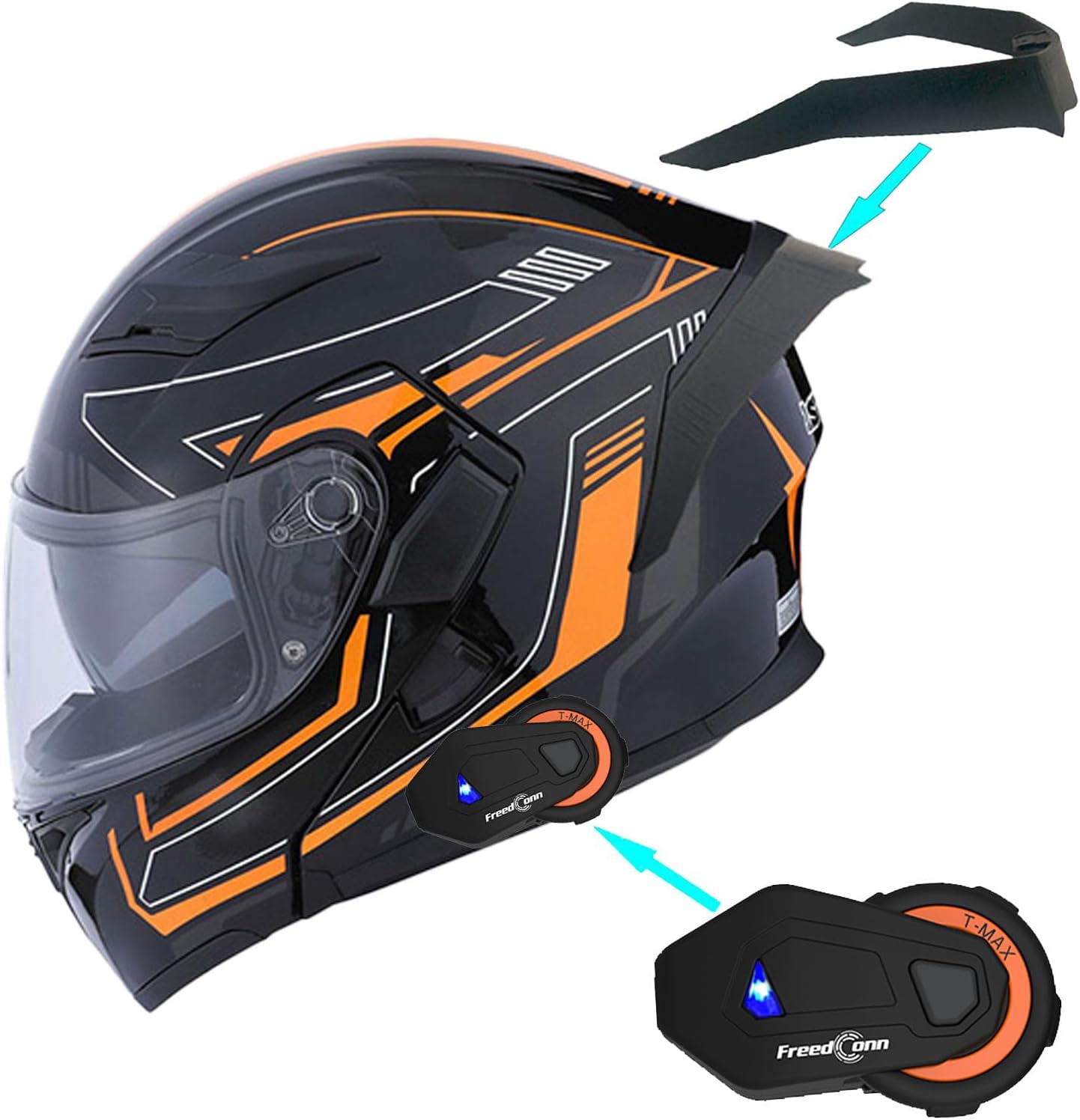 1Storm Motorcycle Modular Full Face Helmet Flip up Dual Visor Sun Shield: HB89