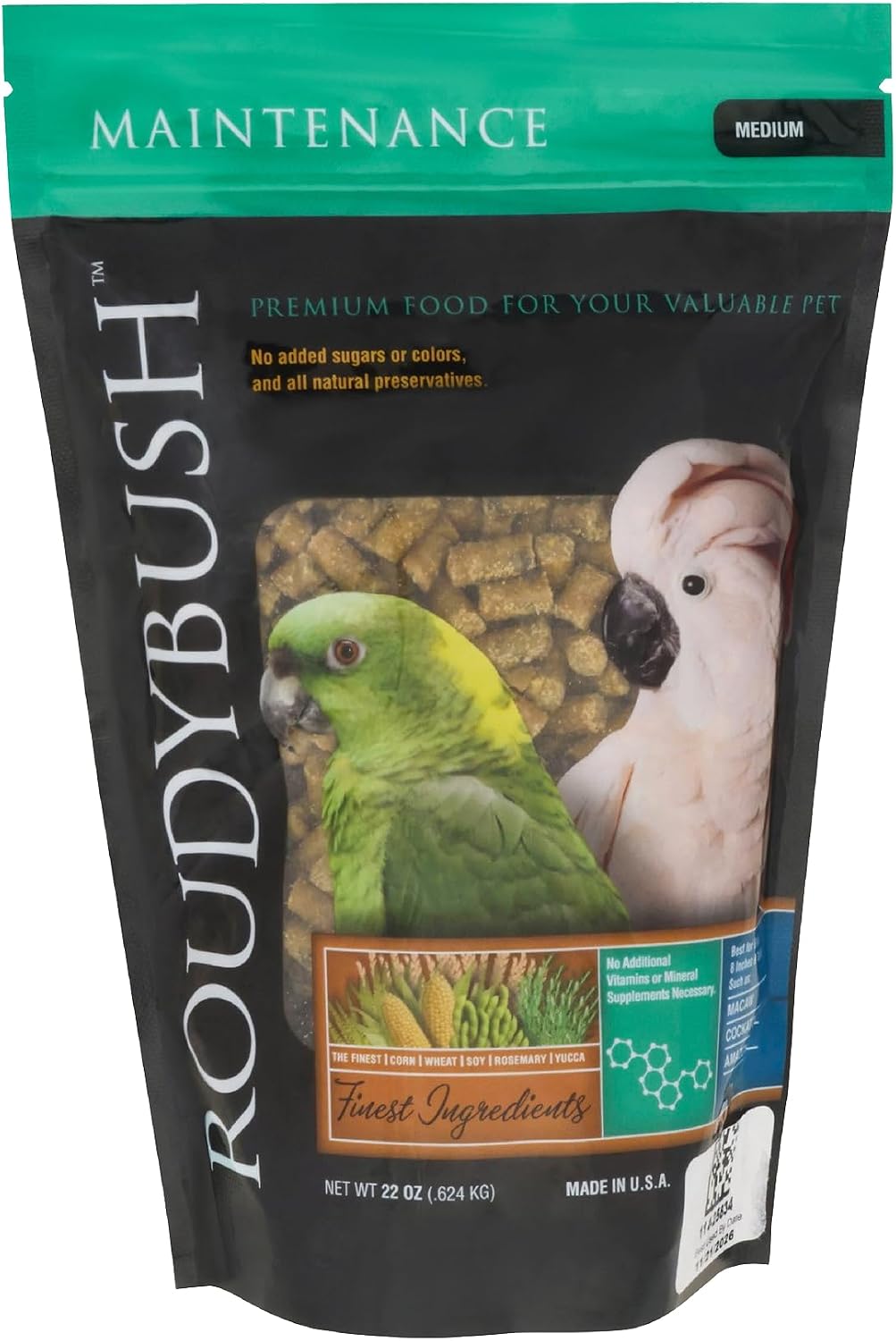 RoudyBush Daily Maintenance Food for Birds - Scientifically Formulated Bird Feed - Bird Food Pellets w/Corn, Wheat, Soy & More - Nutritious & Healthy Feed for Birds (Mini, 44oz)