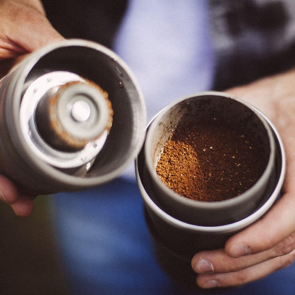 Cafflano Klassic : All-in-1, Drip Kettle+Grinder+Permanent Stainless Filter Dripper+Double-wall Tumbler, Pourover, Coffee Maker for Camping & Travel