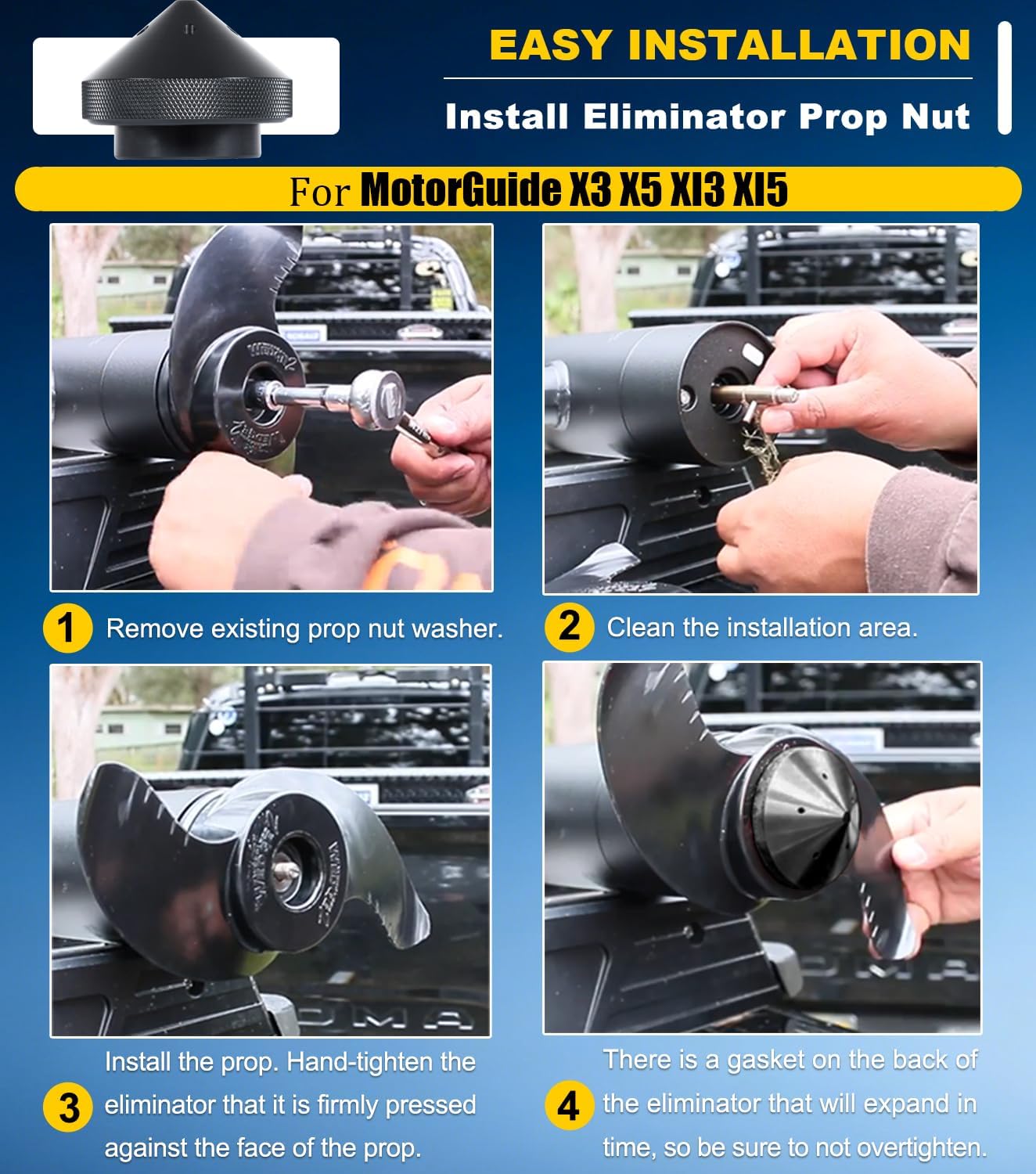 Eliminator Trolling Motor Prop Nut Custom Fit for MotorGuide X3 X5 XI3 XI5