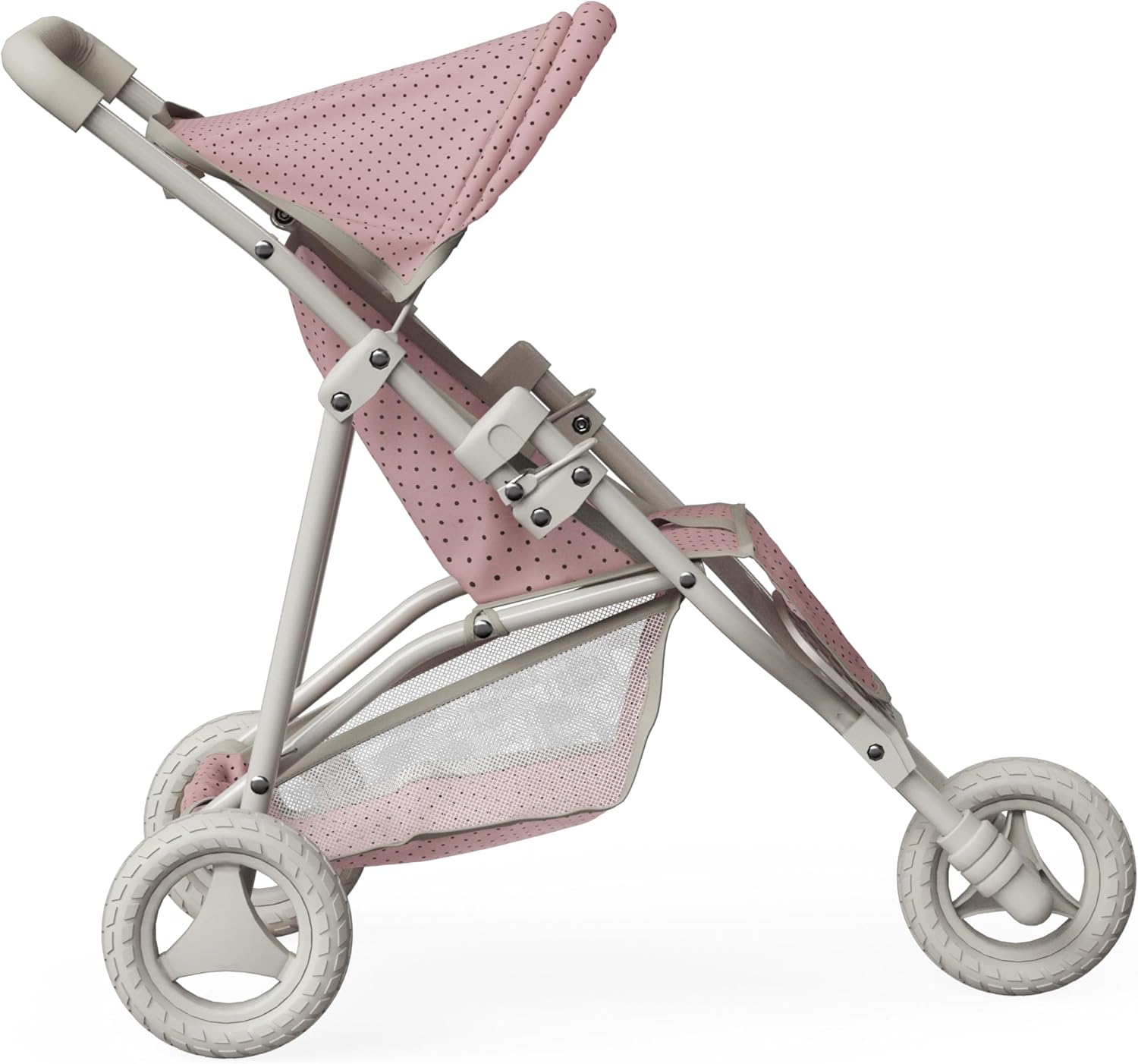 Olivia's Little World Doll Jogging-Style Stroller with Canopy, Storage Underneath, Pink and Cream and Gray | Canopy, Storage Underneath