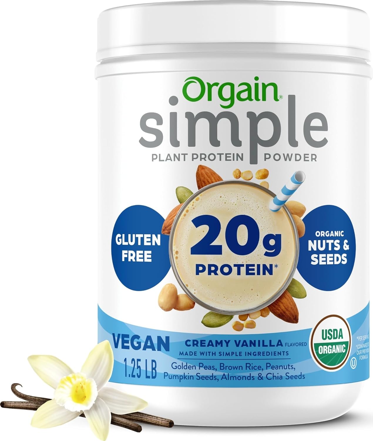 Orgain Organic Simple 20g Vegan Protein Powder, Chocolate, 1.25lb
