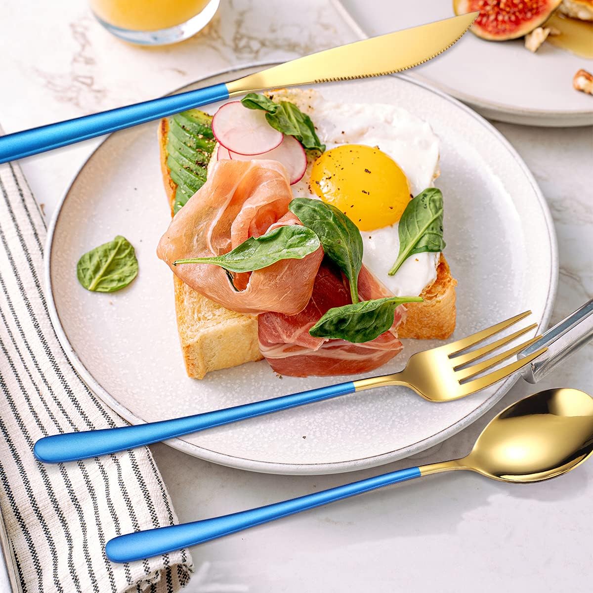 AARAINBOW 6 Pieces 18/8 Stainless Steel Flatware Set Portable Reusable Cutlery Set Travel Utensils Set Including Chopsticks Knife Fork Spoon Straws