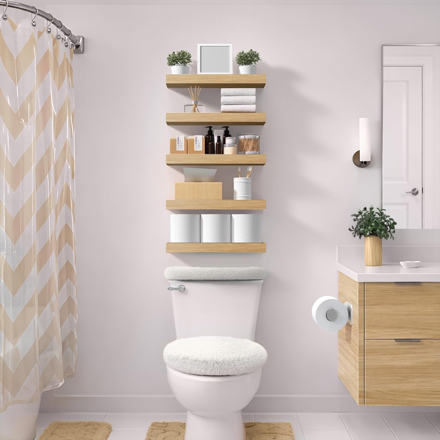Sorbus Floating Shelves for Wall – 16 Inch Floating Shelf for Kitchen, Bedroom, Living Room, Bathroom, Home & Wall Decor - Mounted Bathroom Shelves with Invisible Brackets (Grey, 3 Pack)