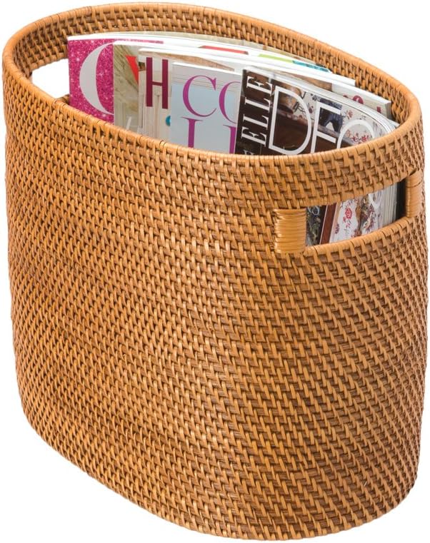 KOUBOO Laguna Rattan Magazine Rack – Stylish Woven Basket for Organizer Books