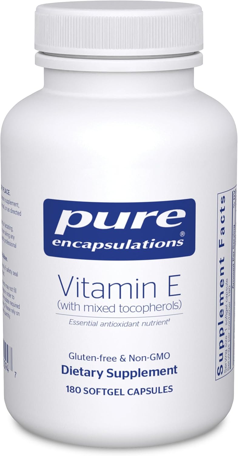 Pure Encapsulations Vitamin E (with Mixed Tocopherols) - Antioxidant Protection & Cellular Function* - Contains Mixed Tocopherols - Non-GMO - 90 Softgel Capsules | Antioxidant Protection and Cellular Function*, Contains Mixed Tocopherols, Non-GMO