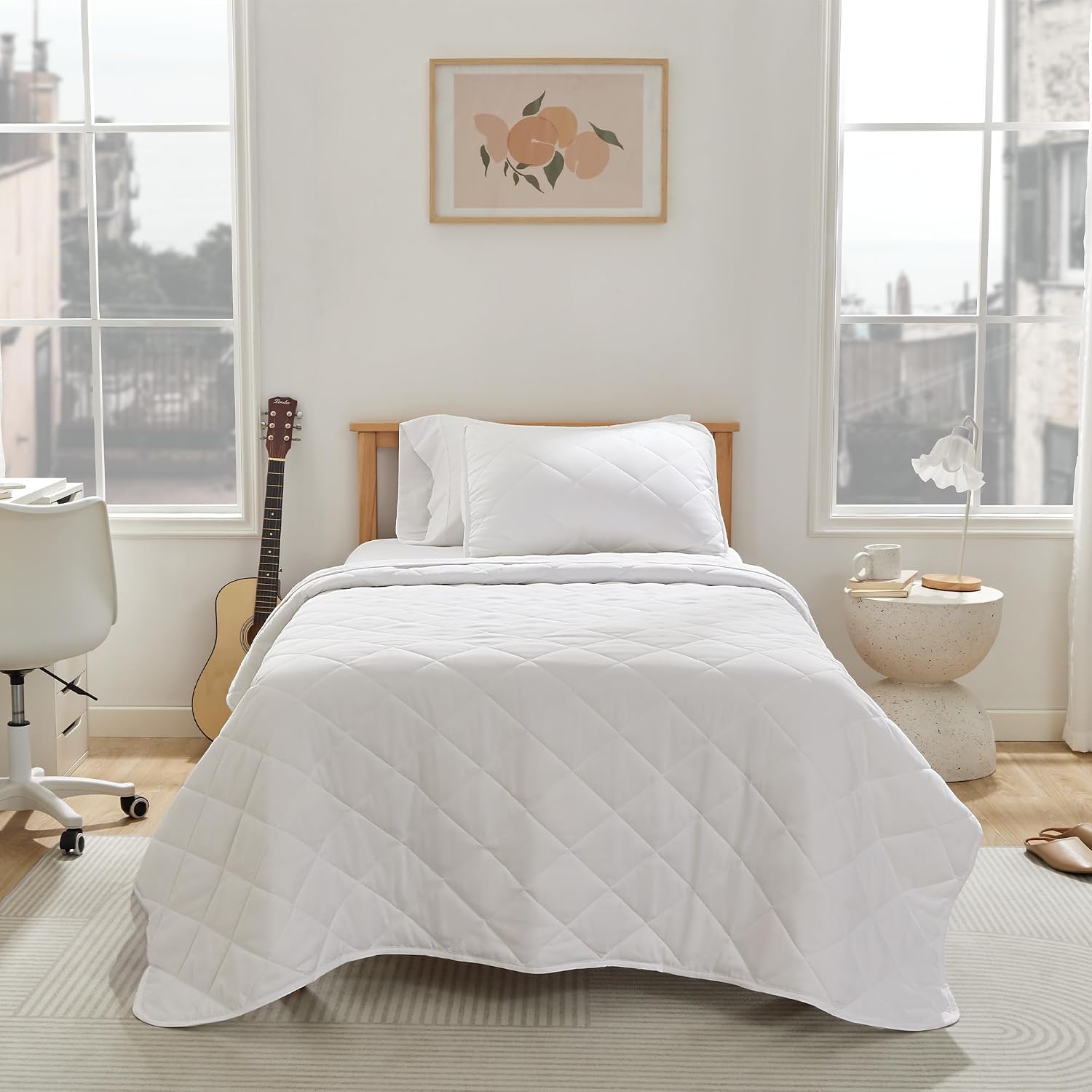 SLEEP ZONE 3-Piece Printed Quilt Set - Full/Queen Size - Lightweight Reversible Bedding Coverlet Set for All Season (Classic Paisley Pattern)