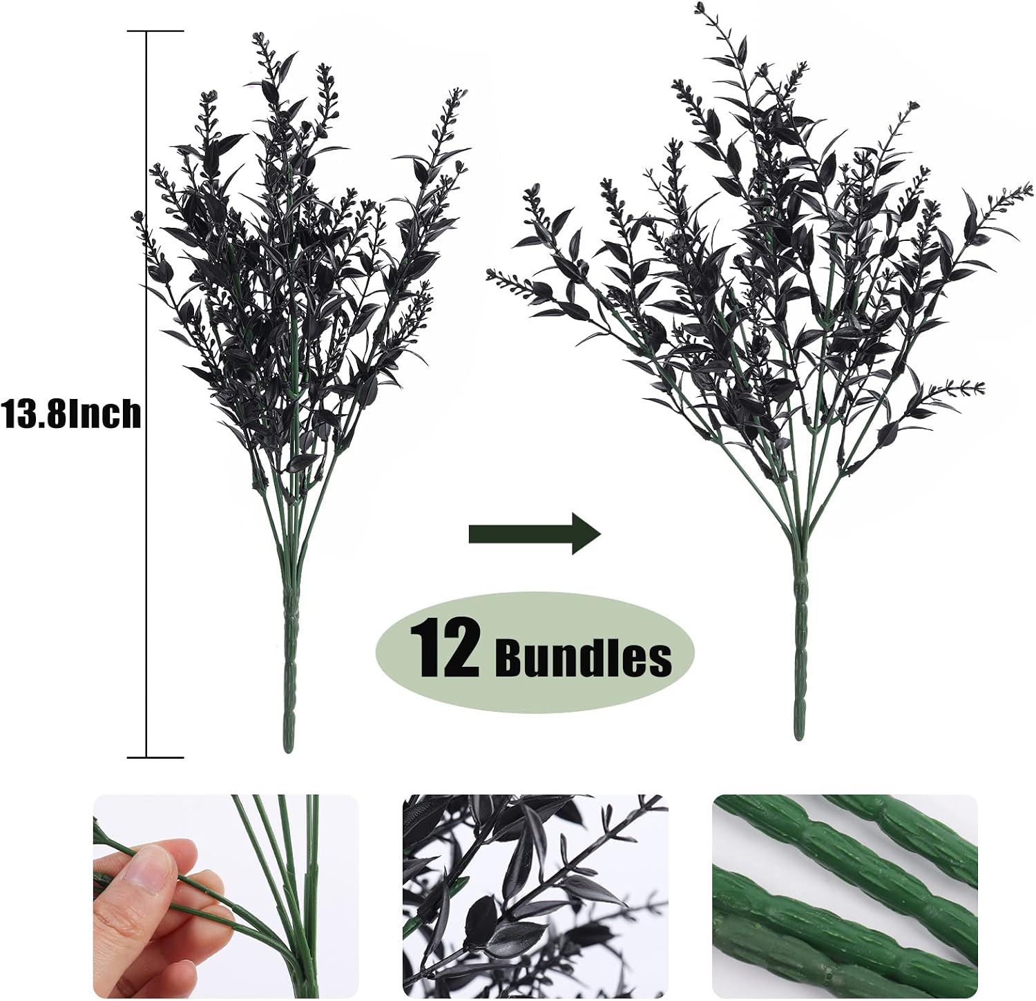 RECUTMS Artificial Greenery Lavender Fake Shrubs Flowers 8 Pcs UV Resistant
