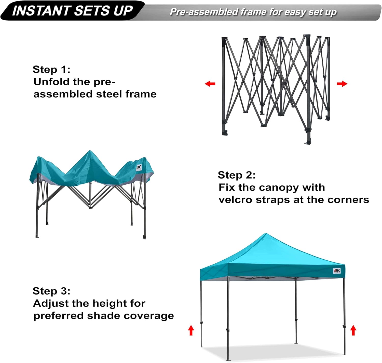 ABCCANOPY Patio Pop Up Canopy Tent 10x10 Commercial-Series (Black)