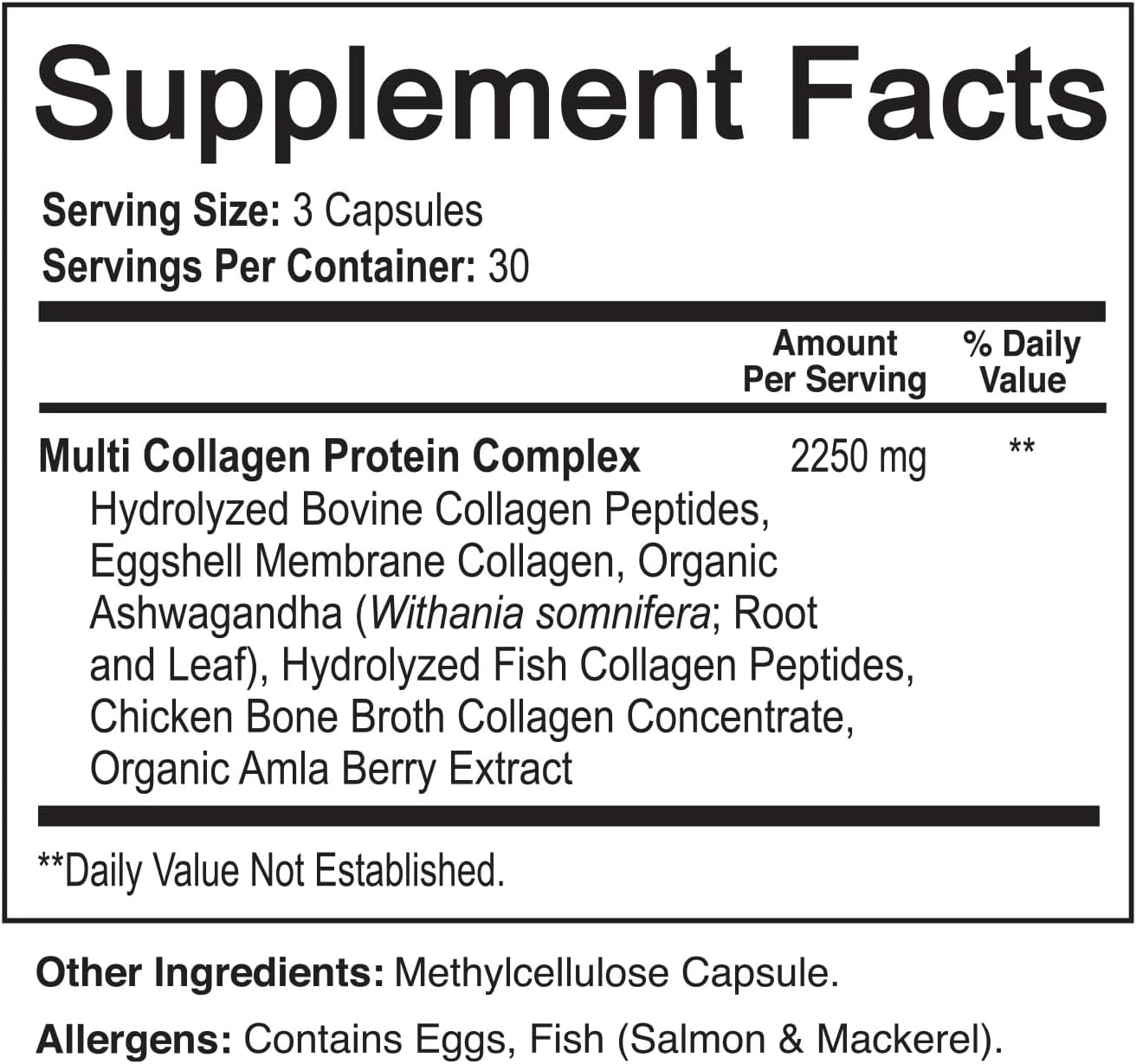 NutriFlair Multi Collagen Peptides 2250mg, 90 Capsules - Type I, II, III, V
