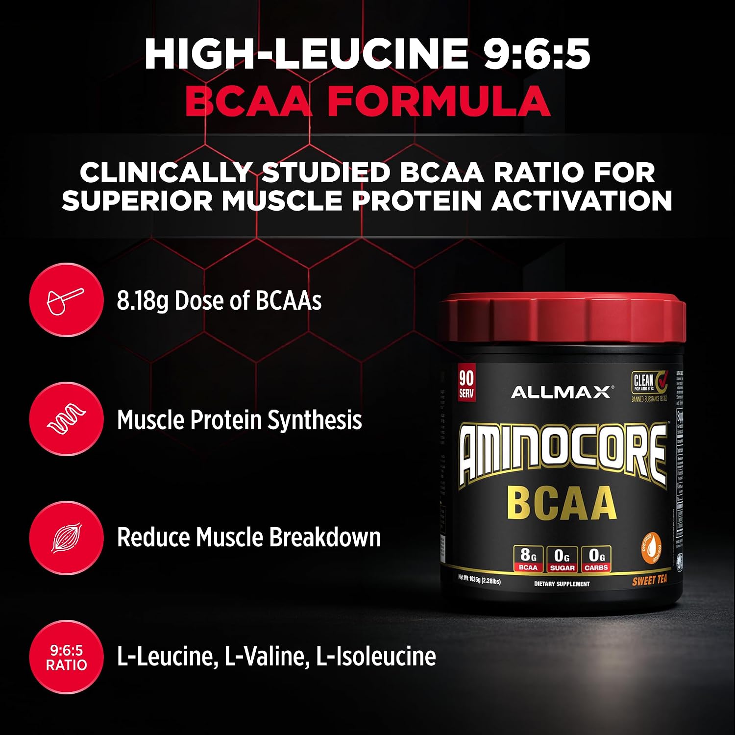 ALLMAX AMINOCORE BCAA Powder, Watermelon, 90 Servings, 1035 g