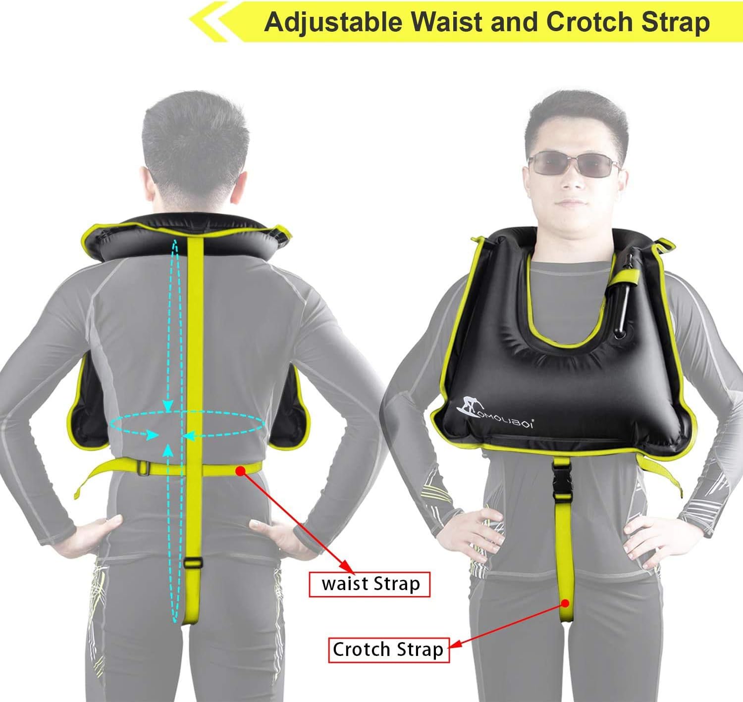 OMOUBOI Snorkel Vest for Adults Swim Vests Inflatable Snorkeling Jackets for Diving, Snorkeling, Swimming Safety (Suitable for 100-220 lbs)