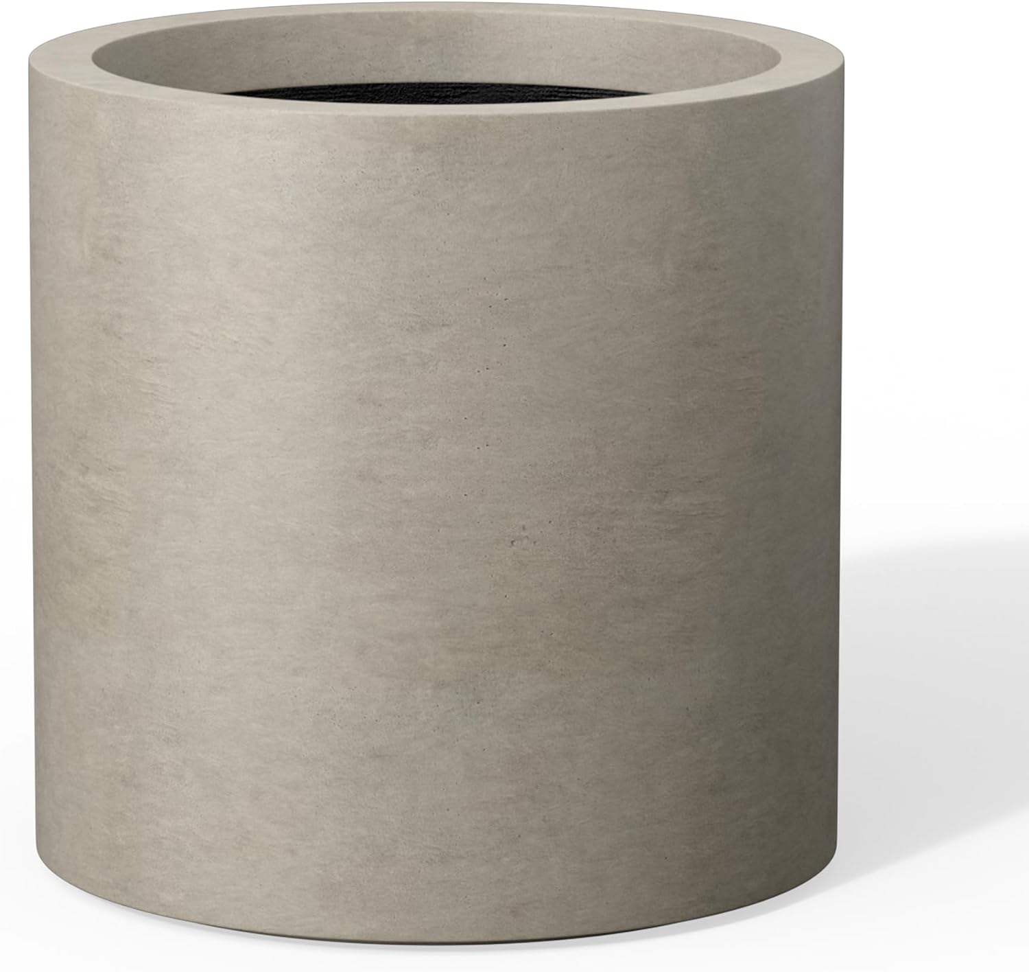 Kante Large Round Cylinder Charcoal Concrete Planter 15.8" Tall, Outdoor