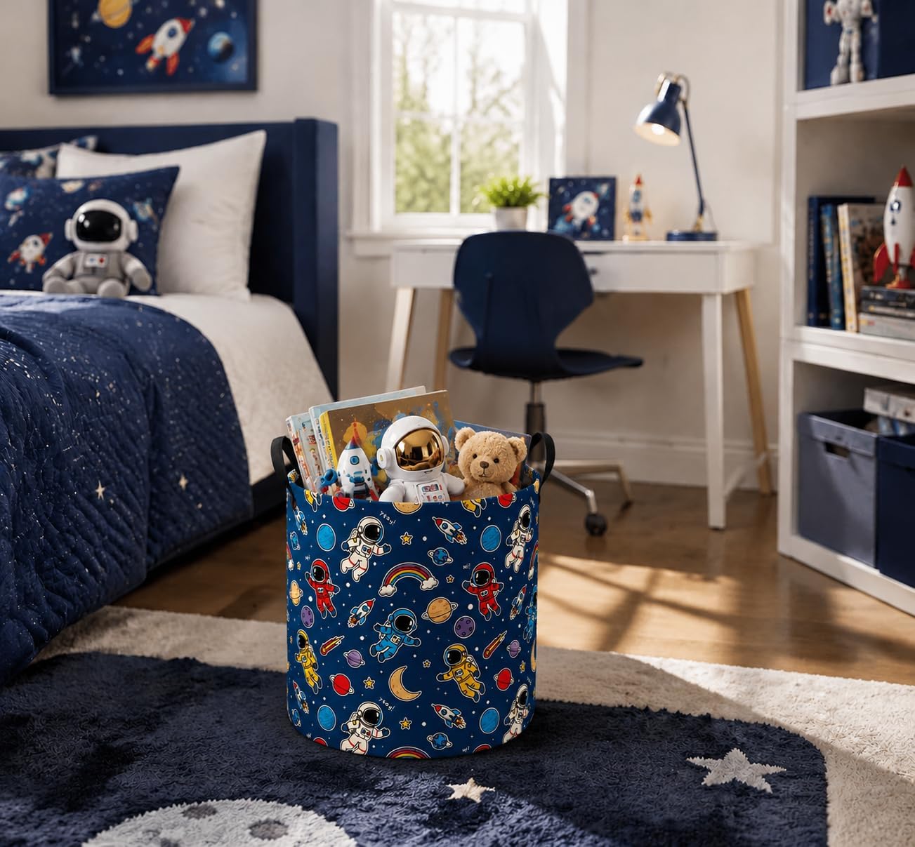 MAIZMZ Kids Hamper Storage Basket Nursery Bins Baby Gift Toy Organizer Box Laundry Basket Large Canvas Collapsible Chest for