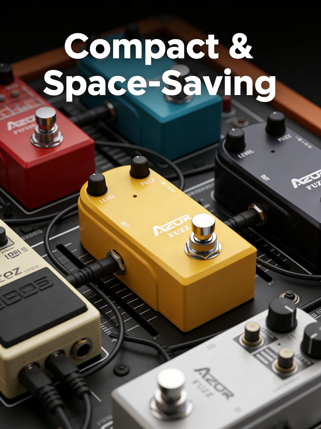 AZOR 5 Band Bass EQ Pedal, Aluminium Alloy True Bypass Equalizer Effect Pedal, Compact Mini Tone Control Pedal for Electric Bass Guitar