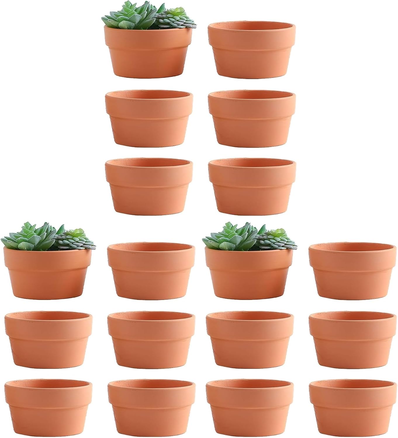 Yishang 6 Inch Terracotta Shallow Planters, Ceramic Flower Clay Plant Pots with Drainage Hole