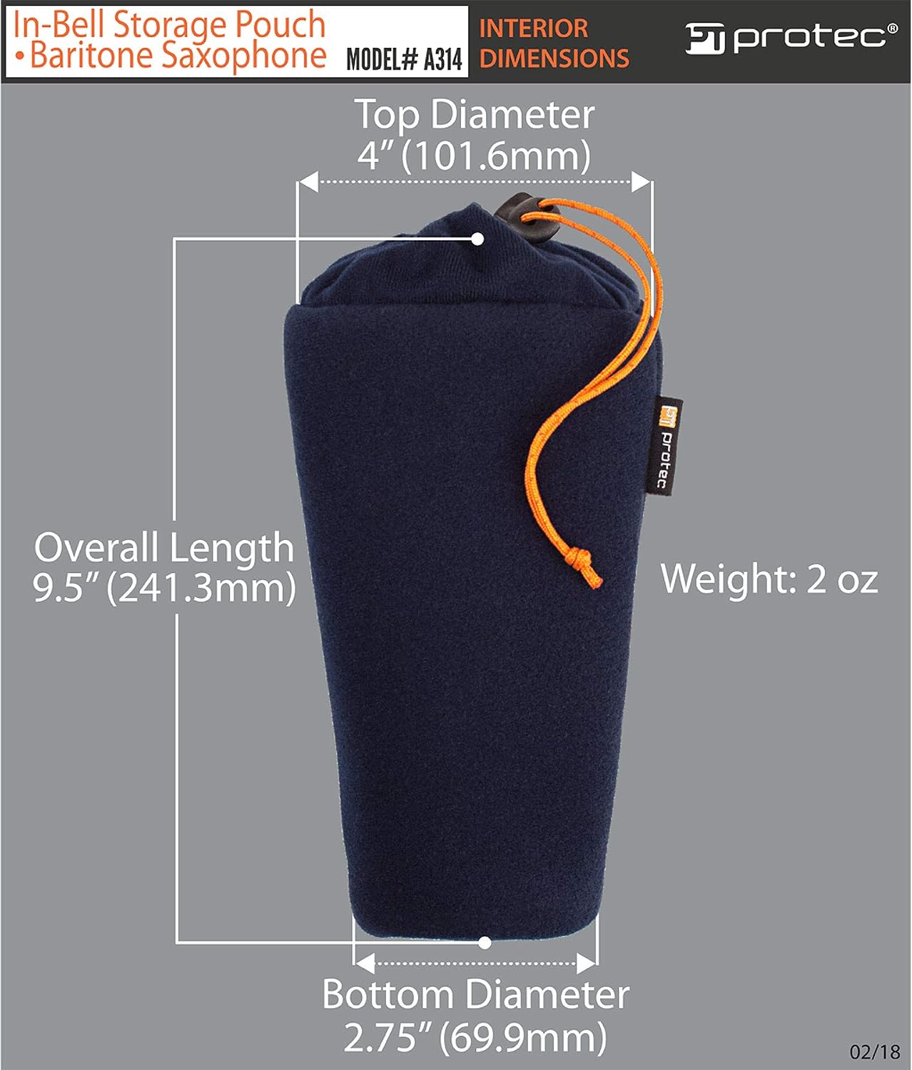 Protec Tenor Sax In-Bell Storage Pouch For Neck, Mouthpiece, & Other Accessories (A313)
