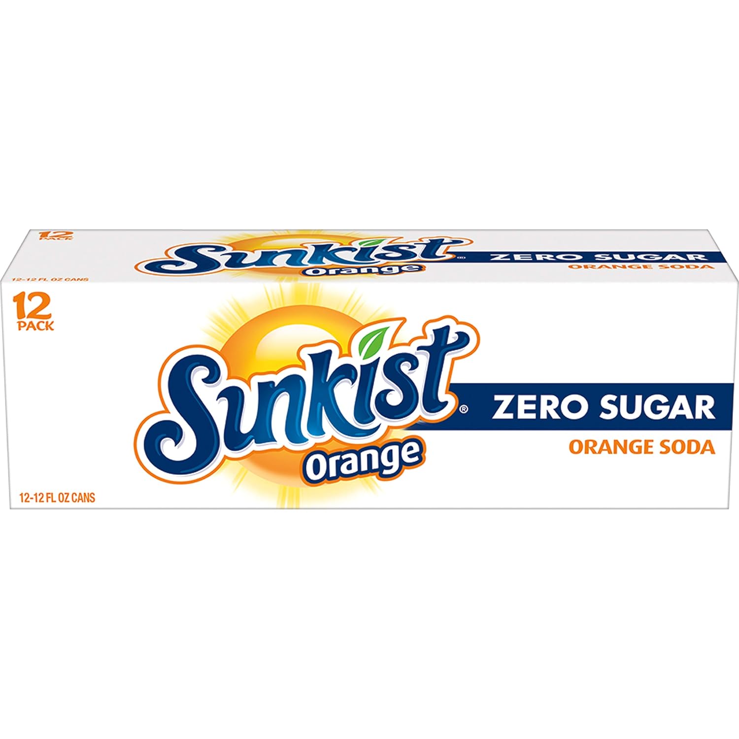 Sunkist Zero Sugar Orange Soda, 12 fl oz cans, 12 pack
