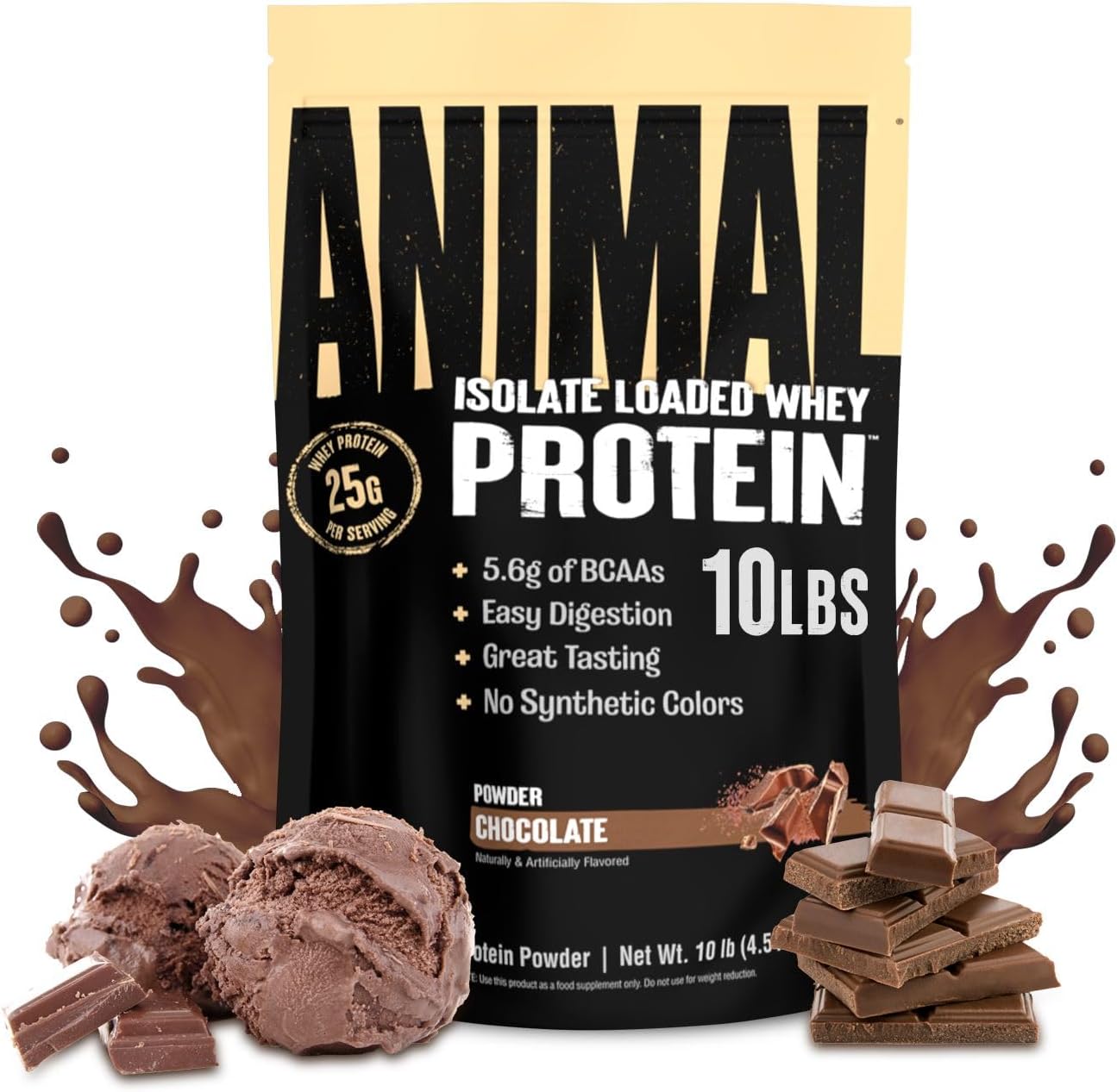Animal Whey Isolate Protein Powder - Loaded for Pre & Post Workout Muscle Builder and Recovery with Digestive Enzymes for Men & Women - 25g Protein, Great Taste, Low Sugar - Chocolate 2 lbs