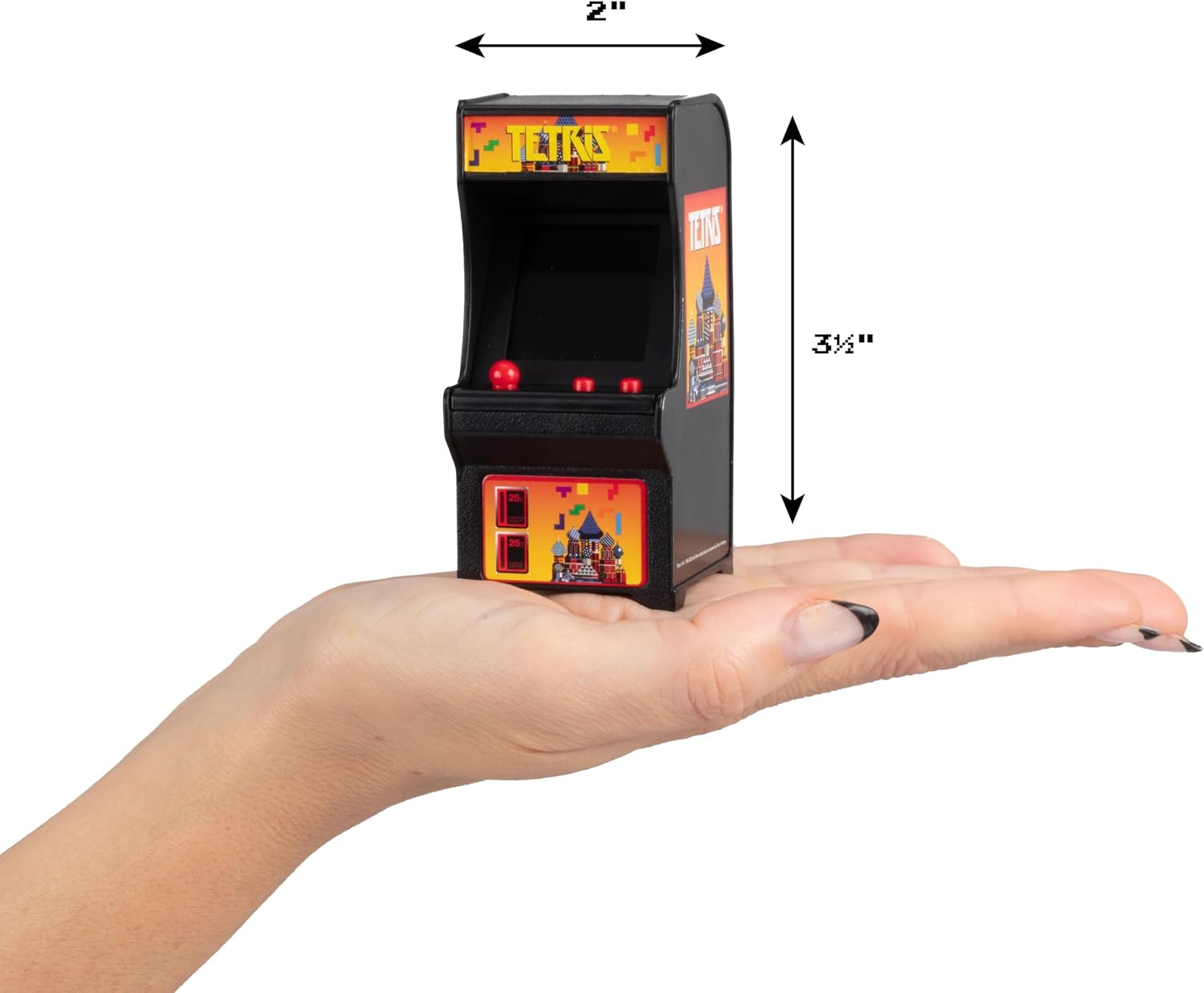 Tiny Arcade Tetris Mini Retro Game (3.5"): Playable Handheld Arcade Machine w/ Real Gameplay & Sound - Classic 1980's Video Game (Ages 8+)