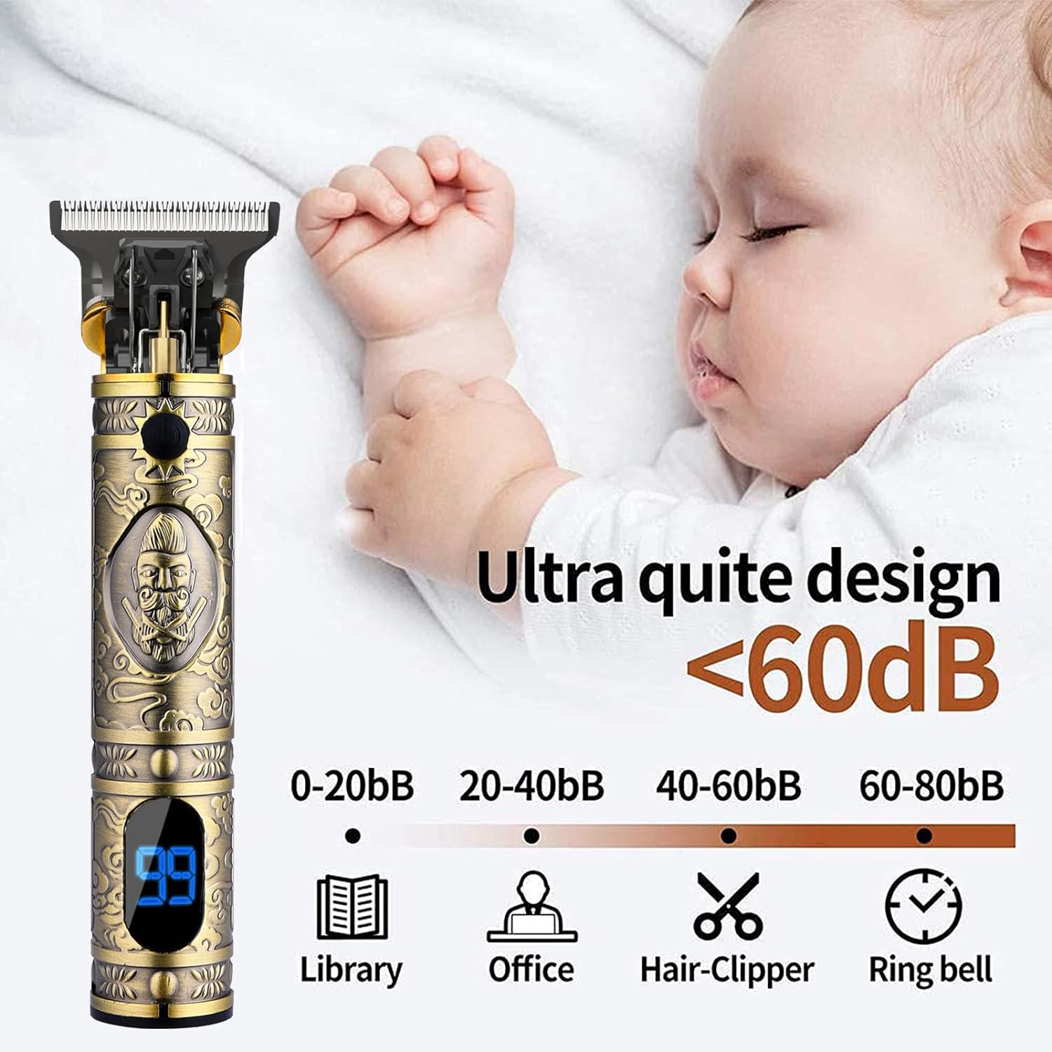 AMULISS Beard Trimmer for Men,Zero Gapped Vintage Professional Hair Clipper